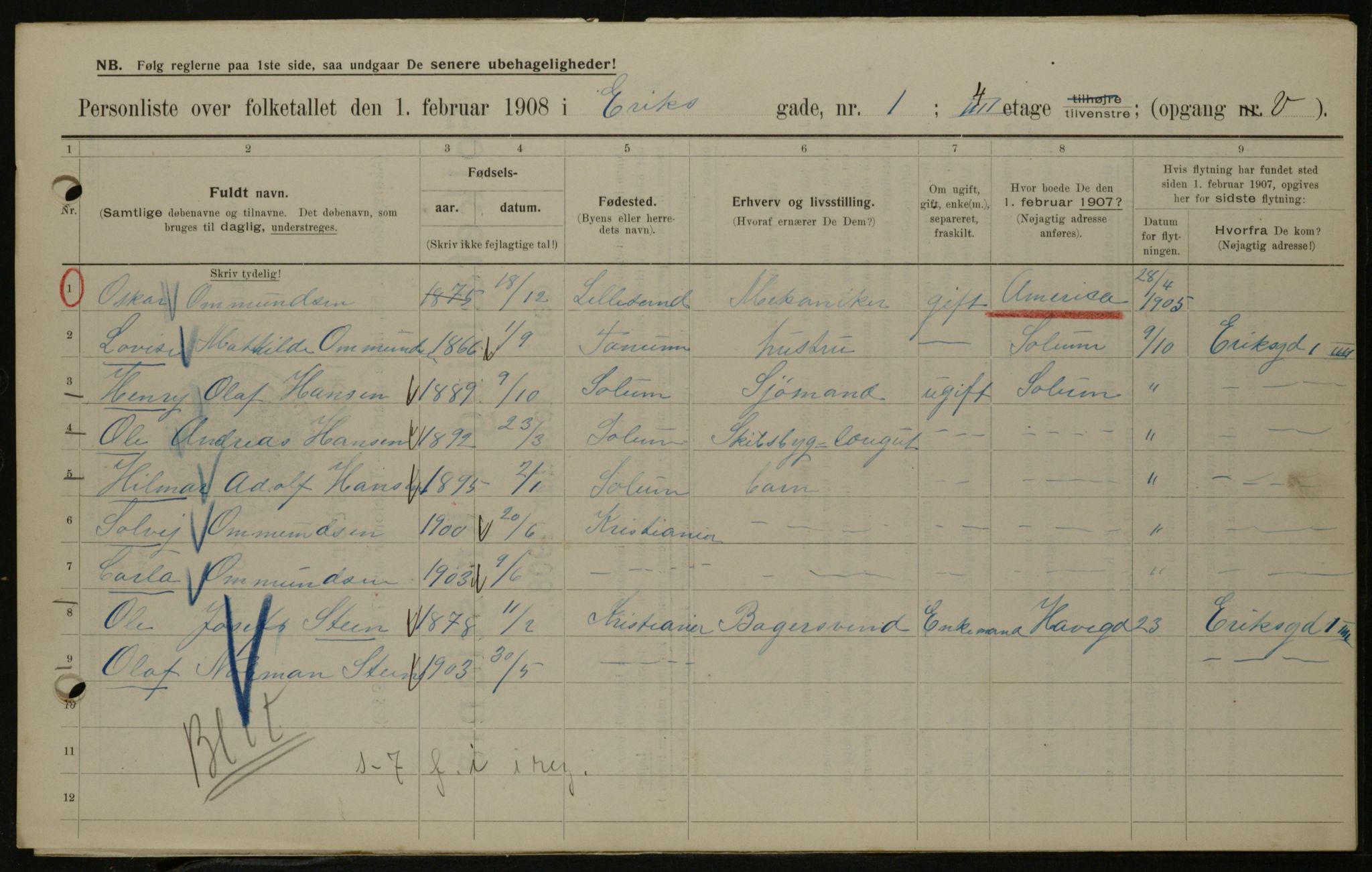 OBA, Municipal Census 1908 for Kristiania, 1908, p. 17929