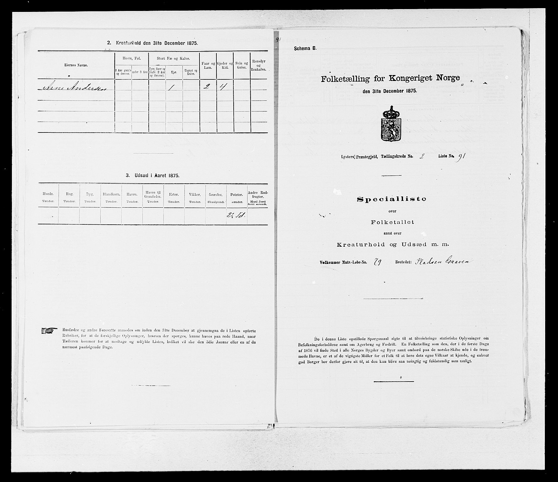 SAB, 1875 census for 1426P Luster, 1875, p. 426