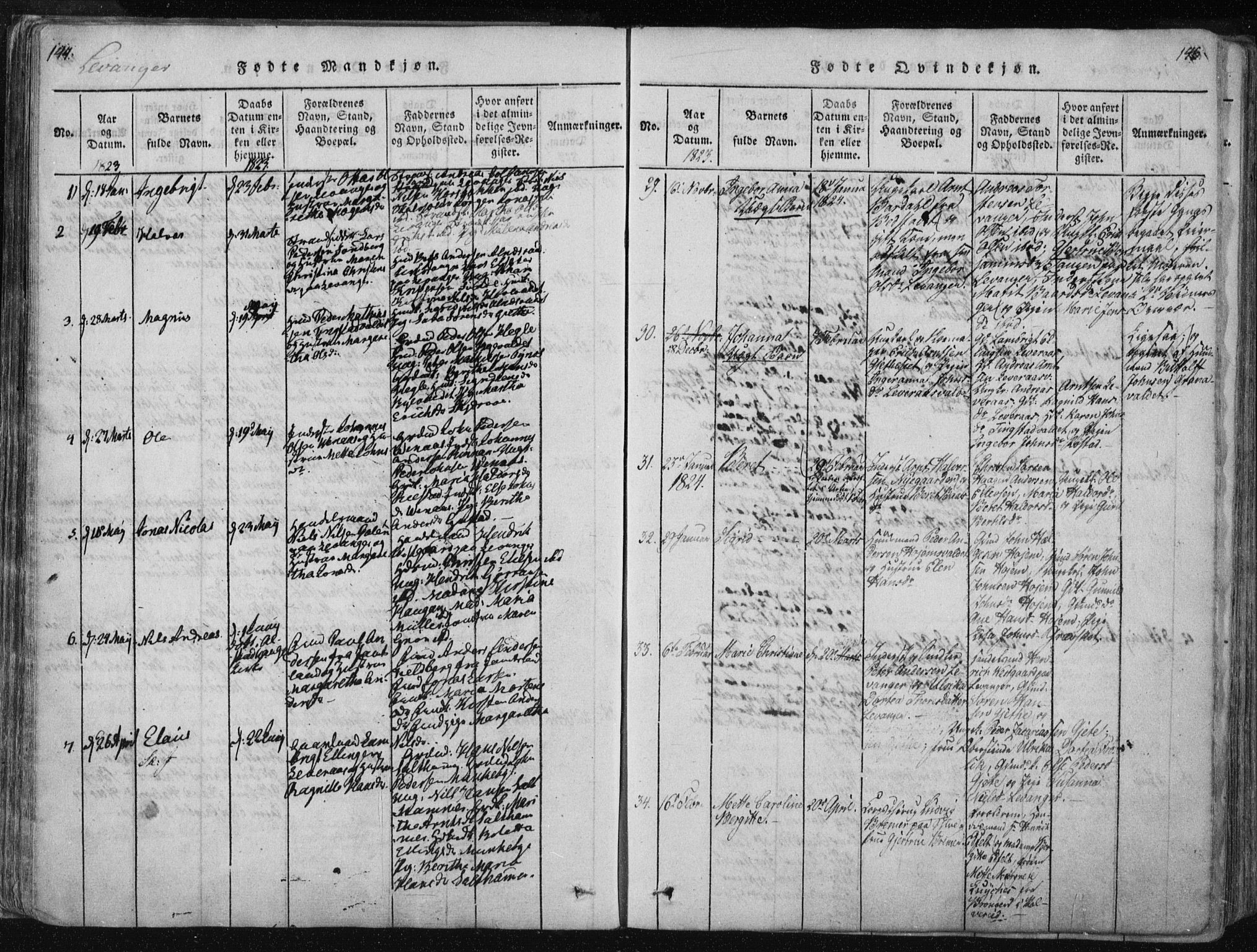 Ministerialprotokoller, klokkerbøker og fødselsregistre - Nord-Trøndelag, AV/SAT-A-1458/717/L0148: Parish register (official) no. 717A04 /2, 1816-1825, p. 144-145