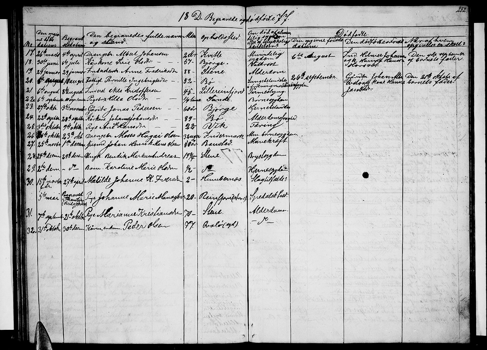 Ministerialprotokoller, klokkerbøker og fødselsregistre - Nordland, AV/SAT-A-1459/812/L0187: Parish register (copy) no. 812C05, 1850-1883, p. 252