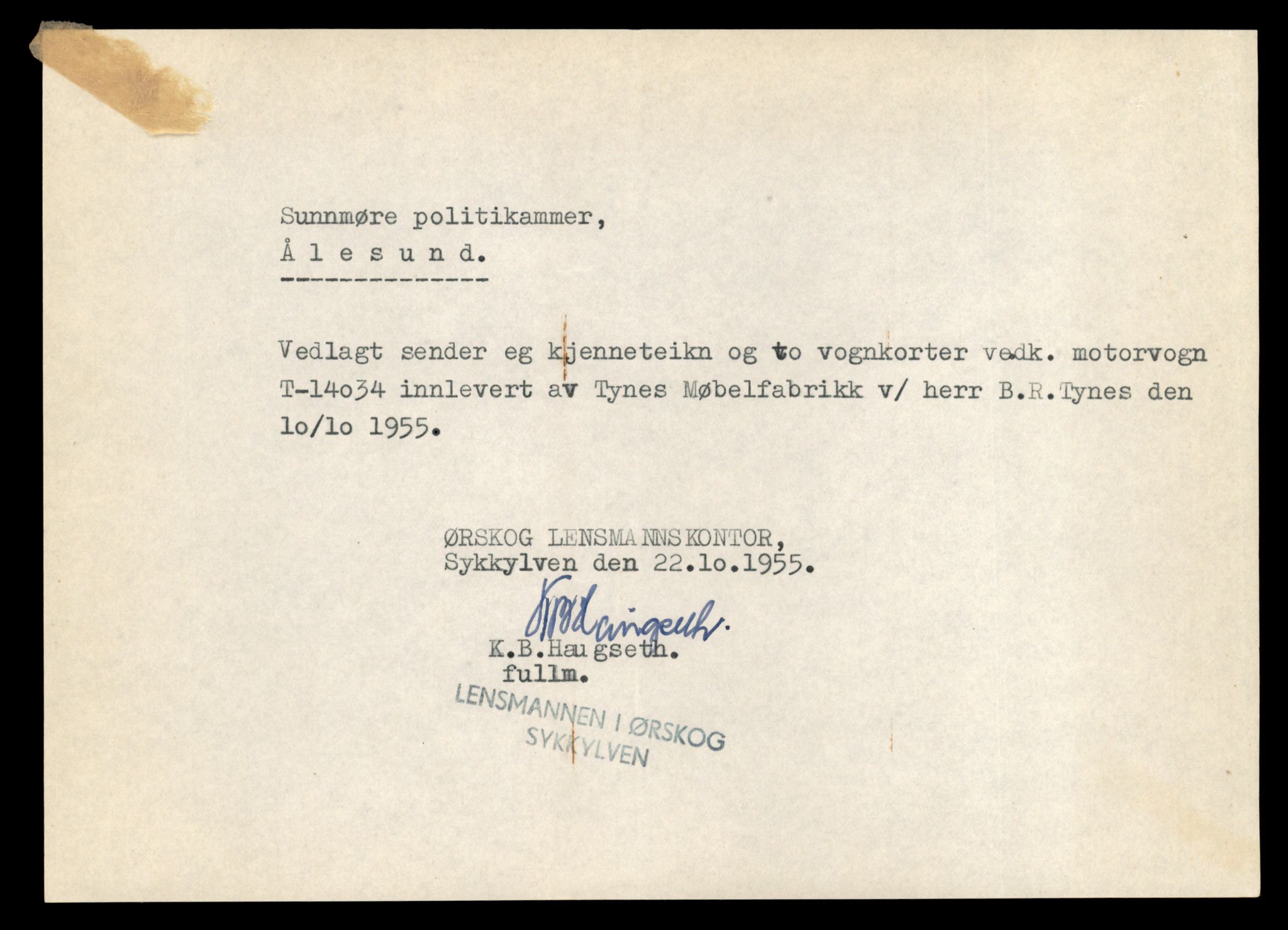 Møre og Romsdal vegkontor - Ålesund trafikkstasjon, AV/SAT-A-4099/F/Fe/L0042: Registreringskort for kjøretøy T 13906 - T 14079, 1927-1998, p. 2041