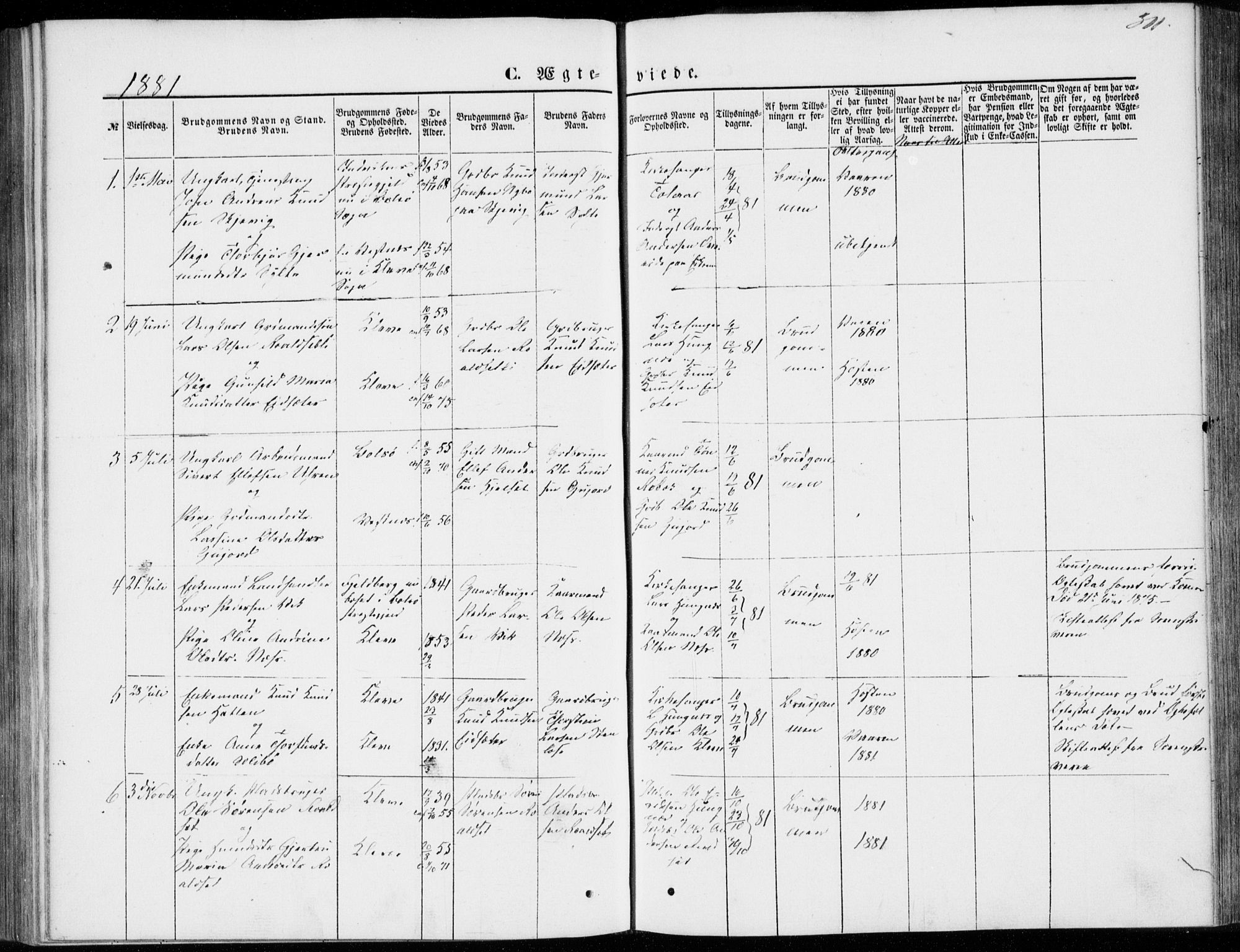 Ministerialprotokoller, klokkerbøker og fødselsregistre - Møre og Romsdal, SAT/A-1454/557/L0681: Parish register (official) no. 557A03, 1869-1886, p. 311