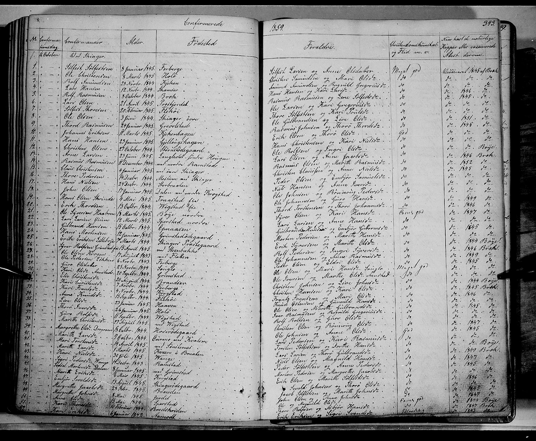 Lom prestekontor, SAH/PREST-070/K/L0006: Parish register (official) no. 6A, 1837-1863, p. 343