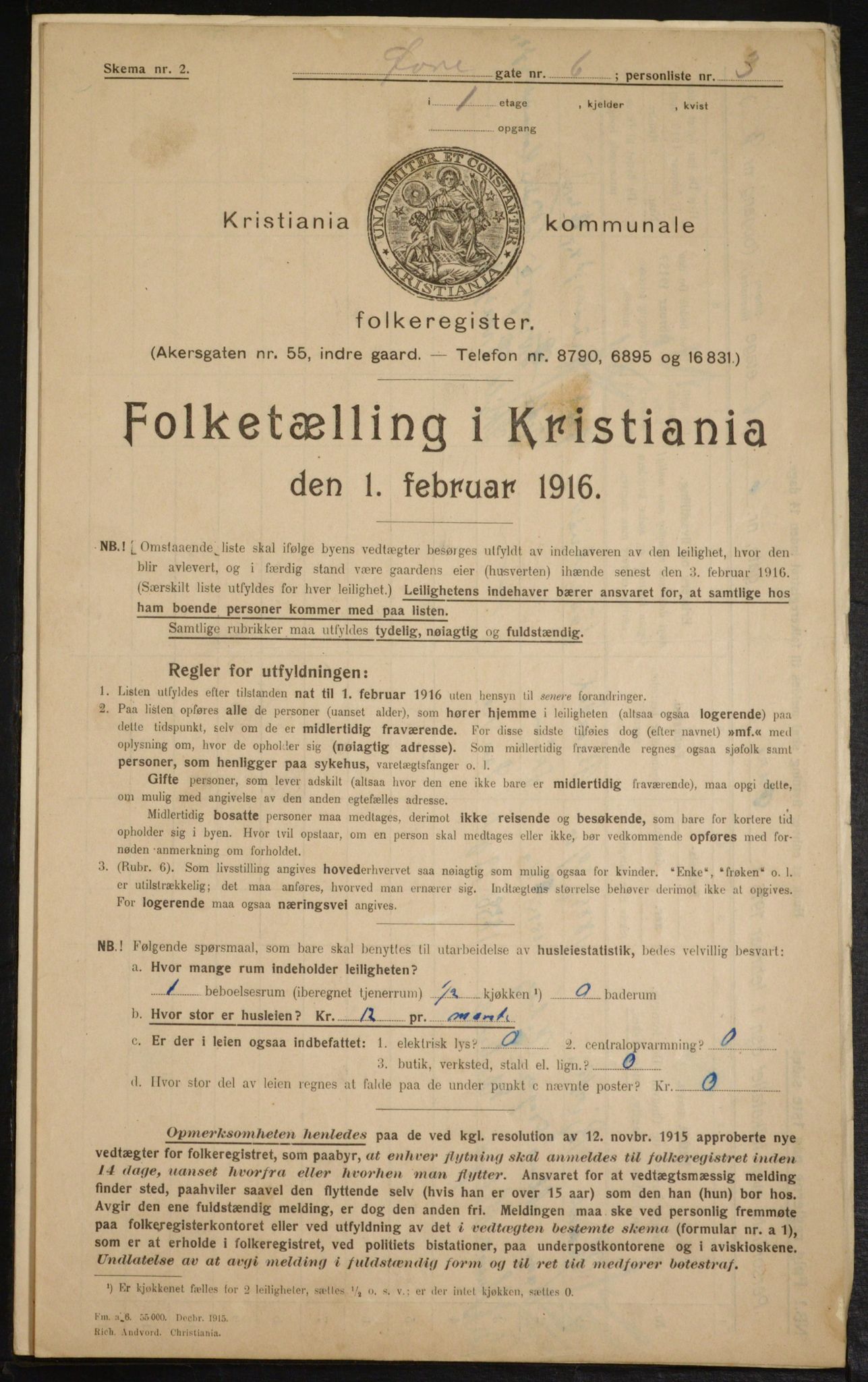 OBA, Municipal Census 1916 for Kristiania, 1916, p. 133567