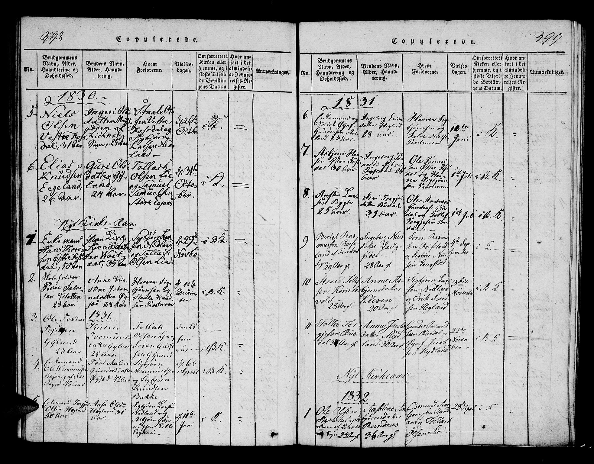 Bakke sokneprestkontor, AV/SAK-1111-0002/F/Fa/Fab/L0001: Parish register (official) no. A 1, 1815-1835, p. 398-399