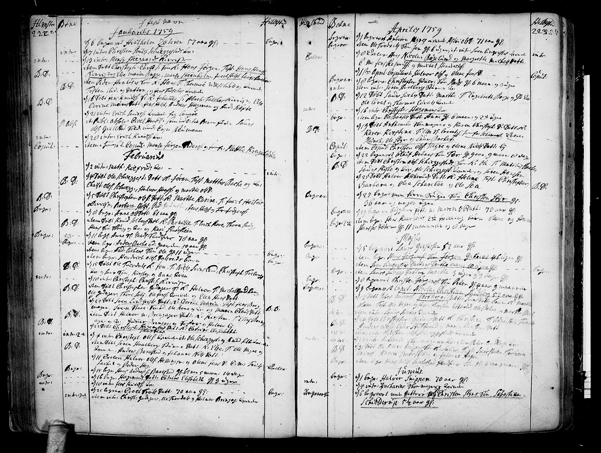 Botne kirkebøker, SAKO/A-340/F/Fa/L0001a: Parish register (official) no. I 1A, 1707-1778, p. 222-223