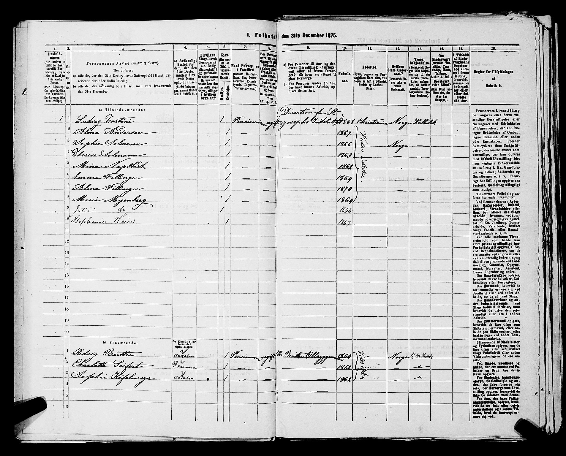 RA, 1875 census for 0301 Kristiania, 1875, p. 2896