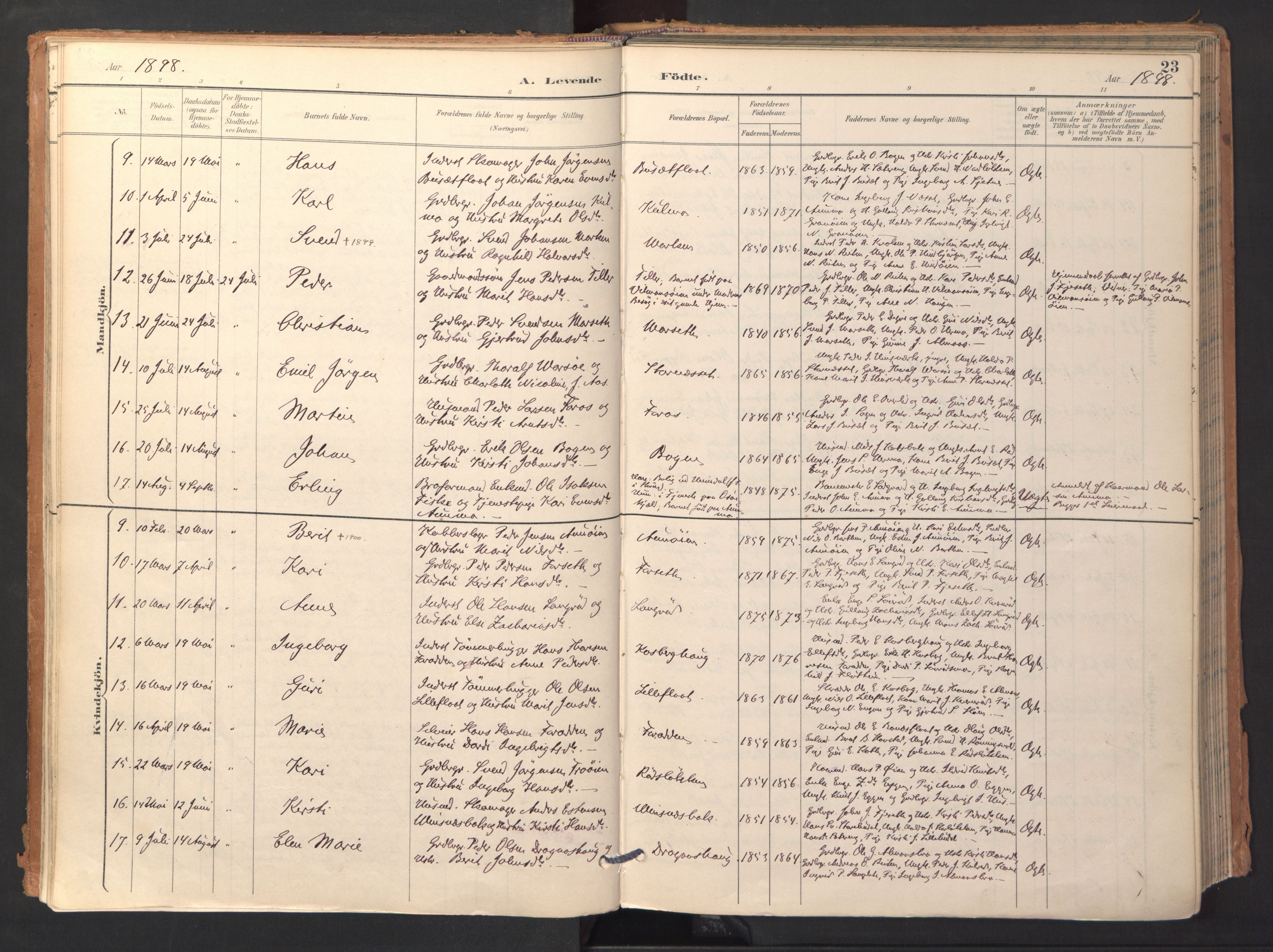 Ministerialprotokoller, klokkerbøker og fødselsregistre - Sør-Trøndelag, SAT/A-1456/688/L1025: Parish register (official) no. 688A02, 1891-1909, p. 23