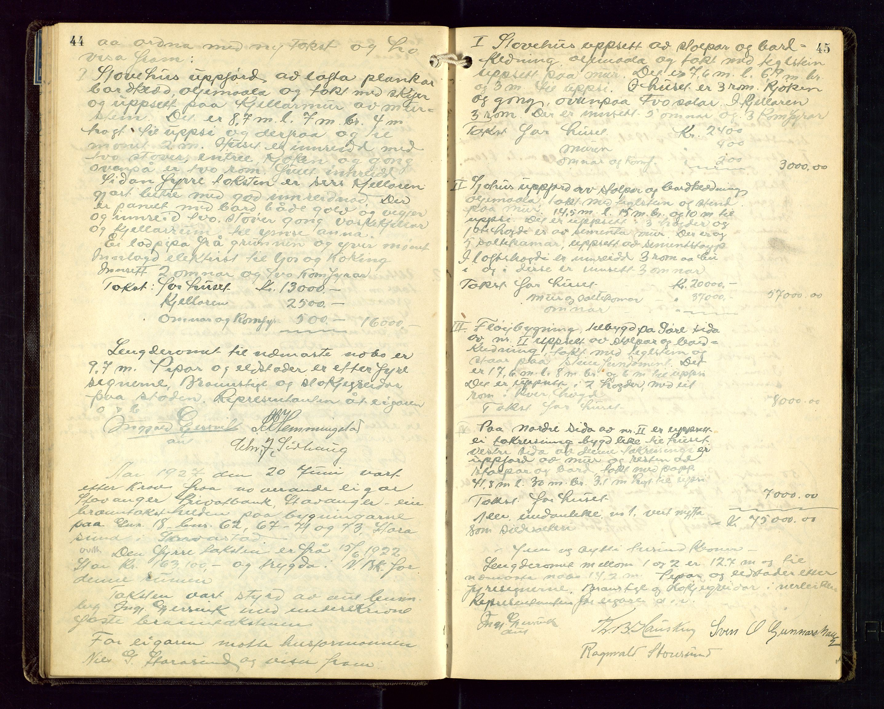 Torvestad lensmannskontor, AV/SAST-A-100307/1/Goa/L0004: "Brandtakstsprotokoll for lensmannen i Torvastad", 1925-1934, p. 44-45