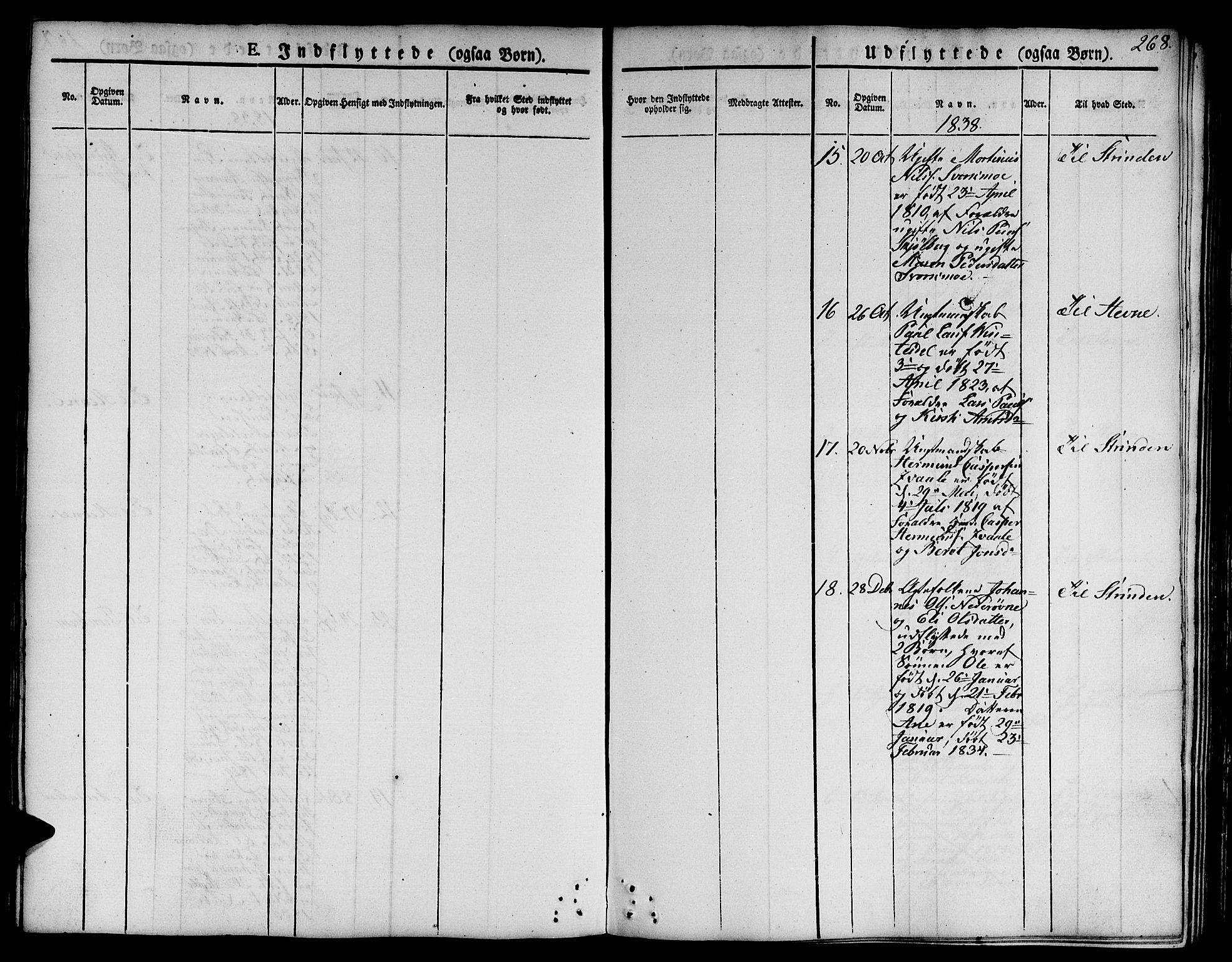 Ministerialprotokoller, klokkerbøker og fødselsregistre - Sør-Trøndelag, SAT/A-1456/668/L0804: Parish register (official) no. 668A04, 1826-1839, p. 268