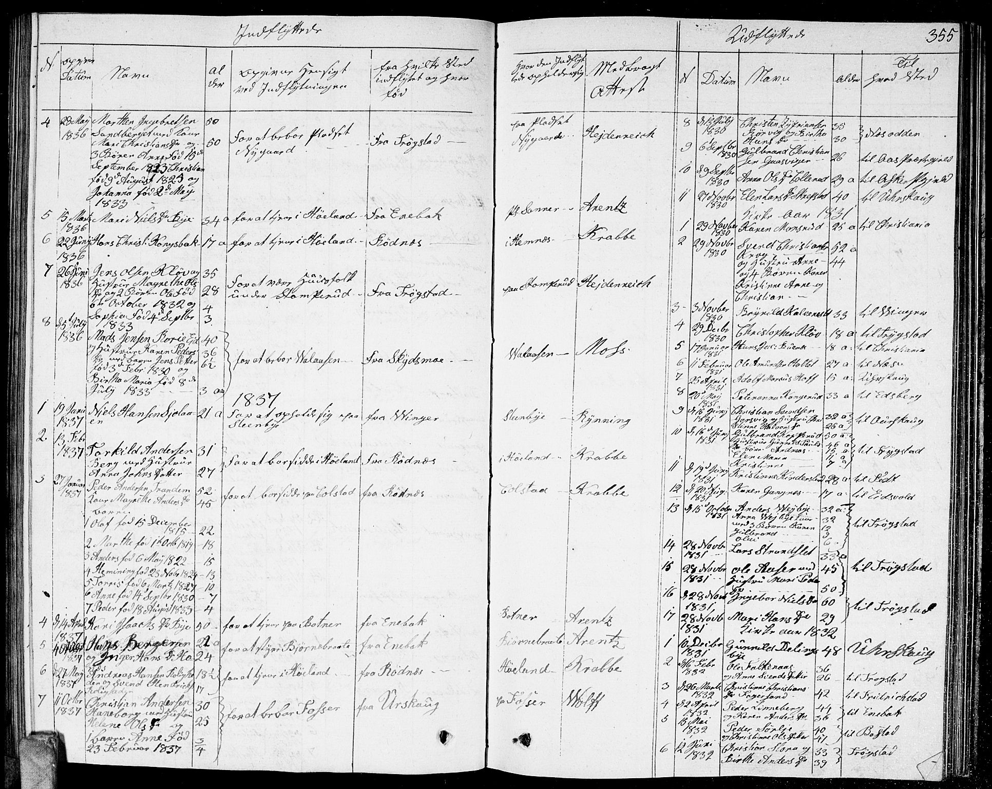 Høland prestekontor Kirkebøker, AV/SAO-A-10346a/G/Ga/L0002: Parish register (copy) no. I 2, 1827-1845, p. 355