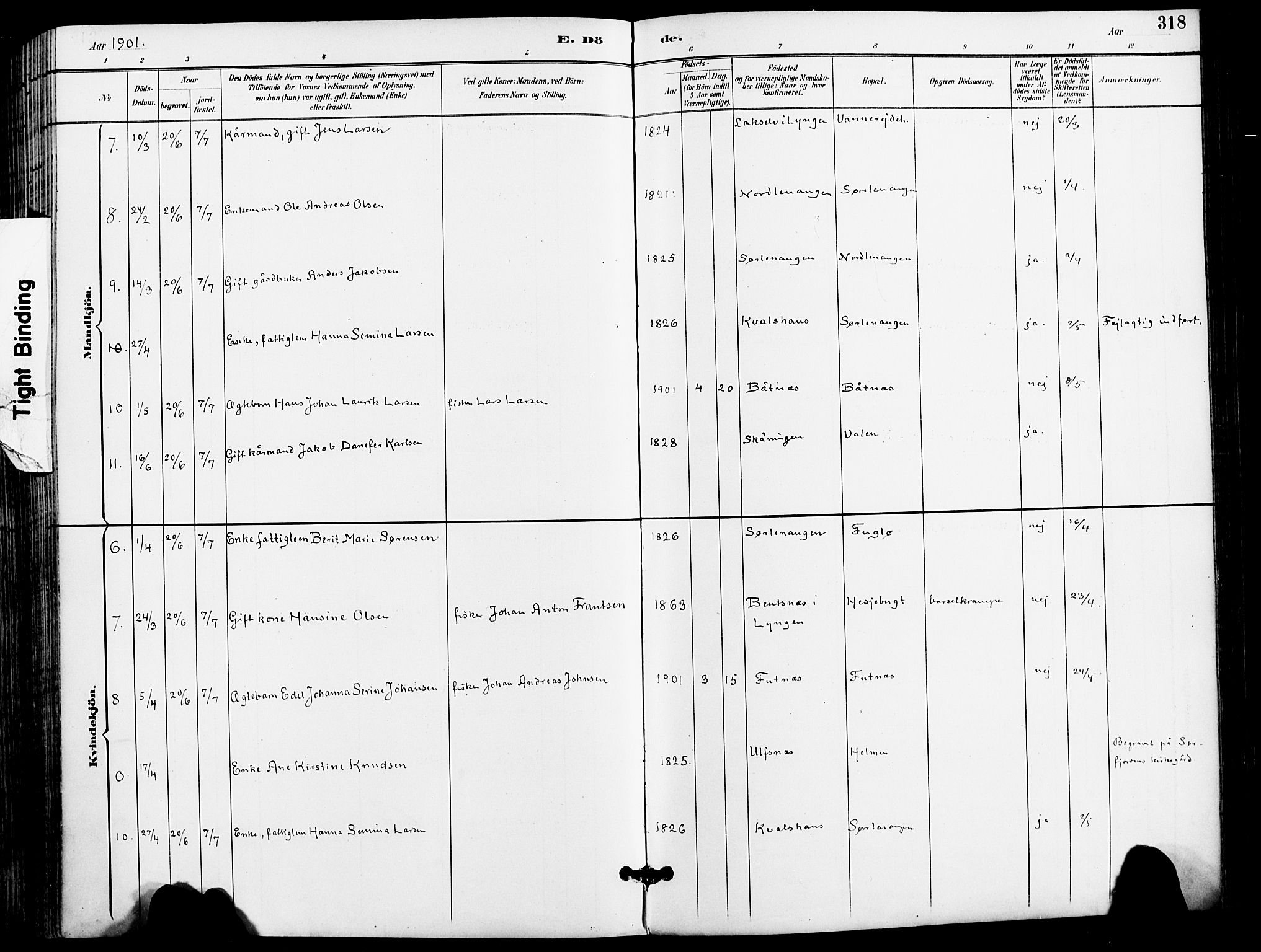 Karlsøy sokneprestembete, AV/SATØ-S-1299/H/Ha/Haa/L0007kirke: Parish register (official) no. 7, 1891-1902, p. 318