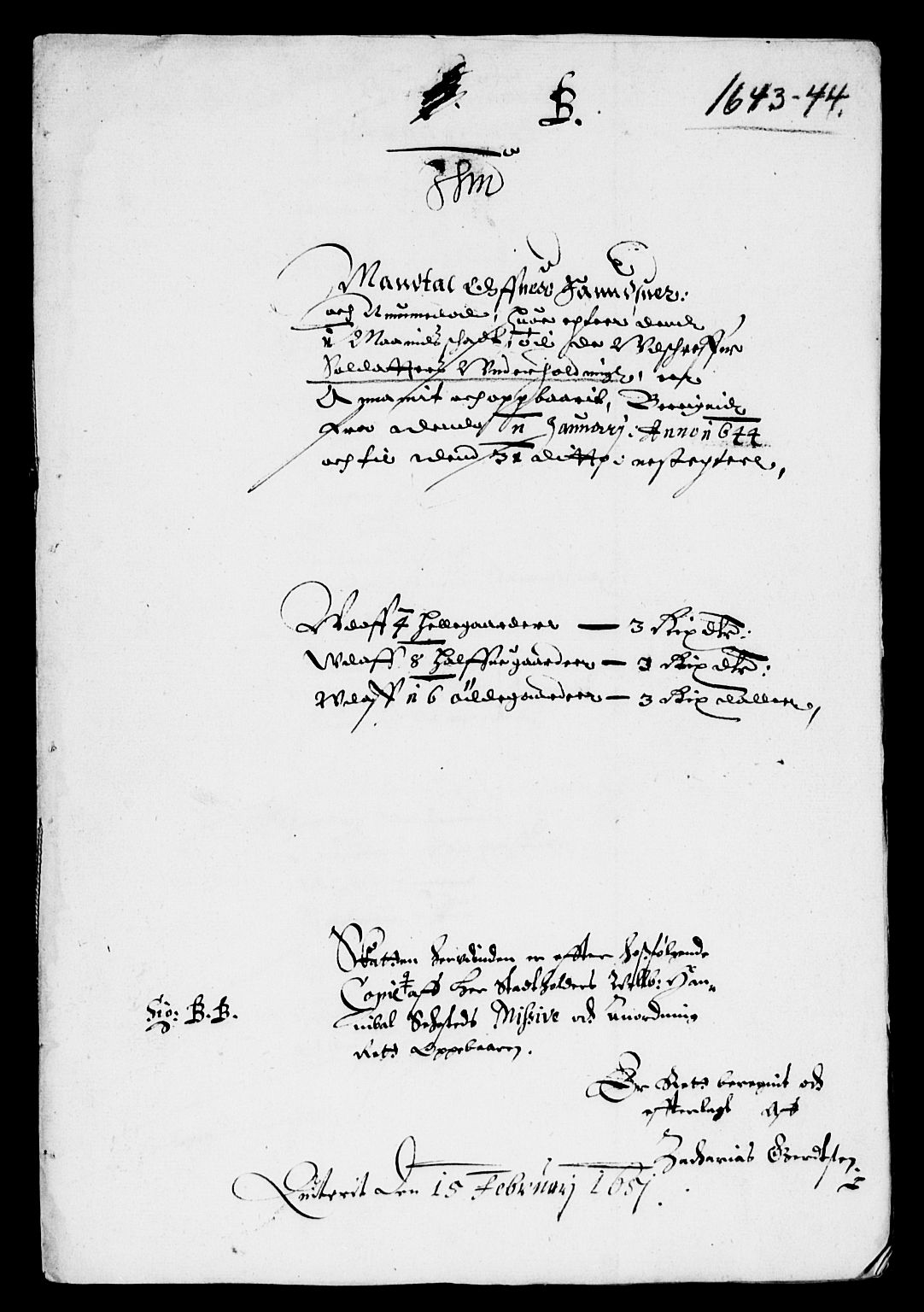 Rentekammeret inntil 1814, Reviderte regnskaper, Lensregnskaper, RA/EA-5023/R/Rb/Rbn/L0003: Numedal og Sandsvær len, 1643-1648