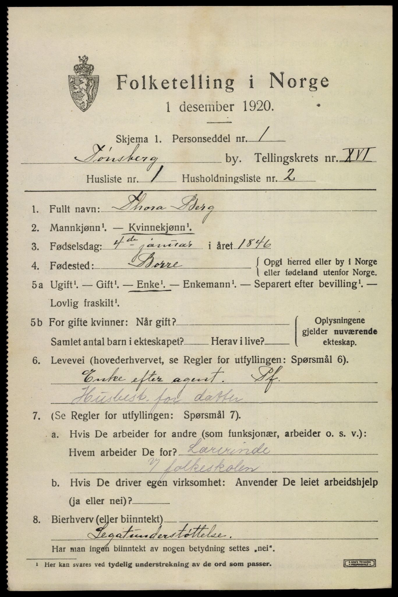 SAKO, 1920 census for Tønsberg, 1920, p. 24523