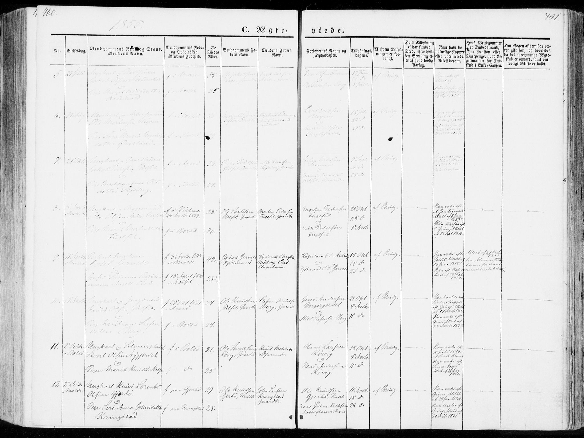 Ministerialprotokoller, klokkerbøker og fødselsregistre - Møre og Romsdal, AV/SAT-A-1454/555/L0653: Parish register (official) no. 555A04, 1843-1869, p. 460-461