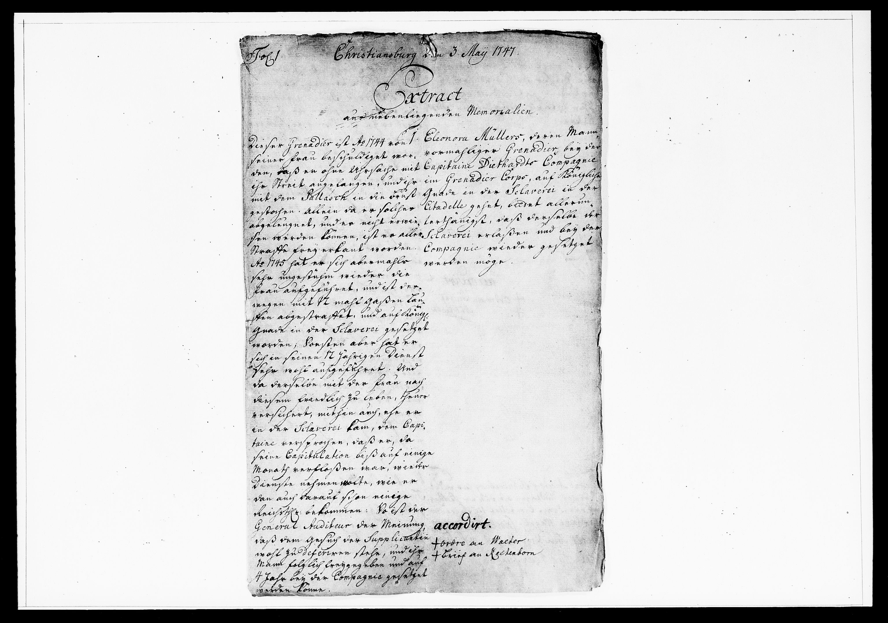 Krigskollegiet, Krigskancelliet, DRA/A-0006/-/1199-1204: Refererede sager, 1747, p. 139