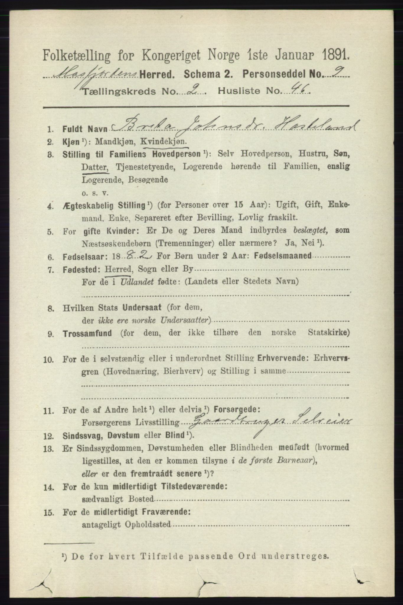 RA, 1891 census for 1266 Masfjorden, 1891, p. 487