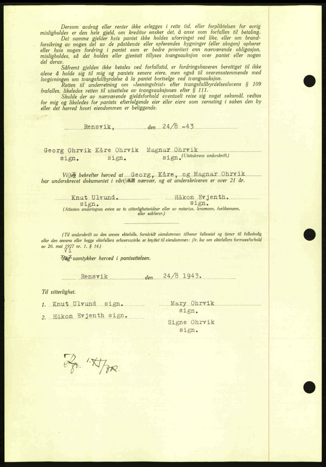 Nordmøre sorenskriveri, AV/SAT-A-4132/1/2/2Ca: Mortgage book no. B91, 1943-1944, Diary no: : 1938/1943