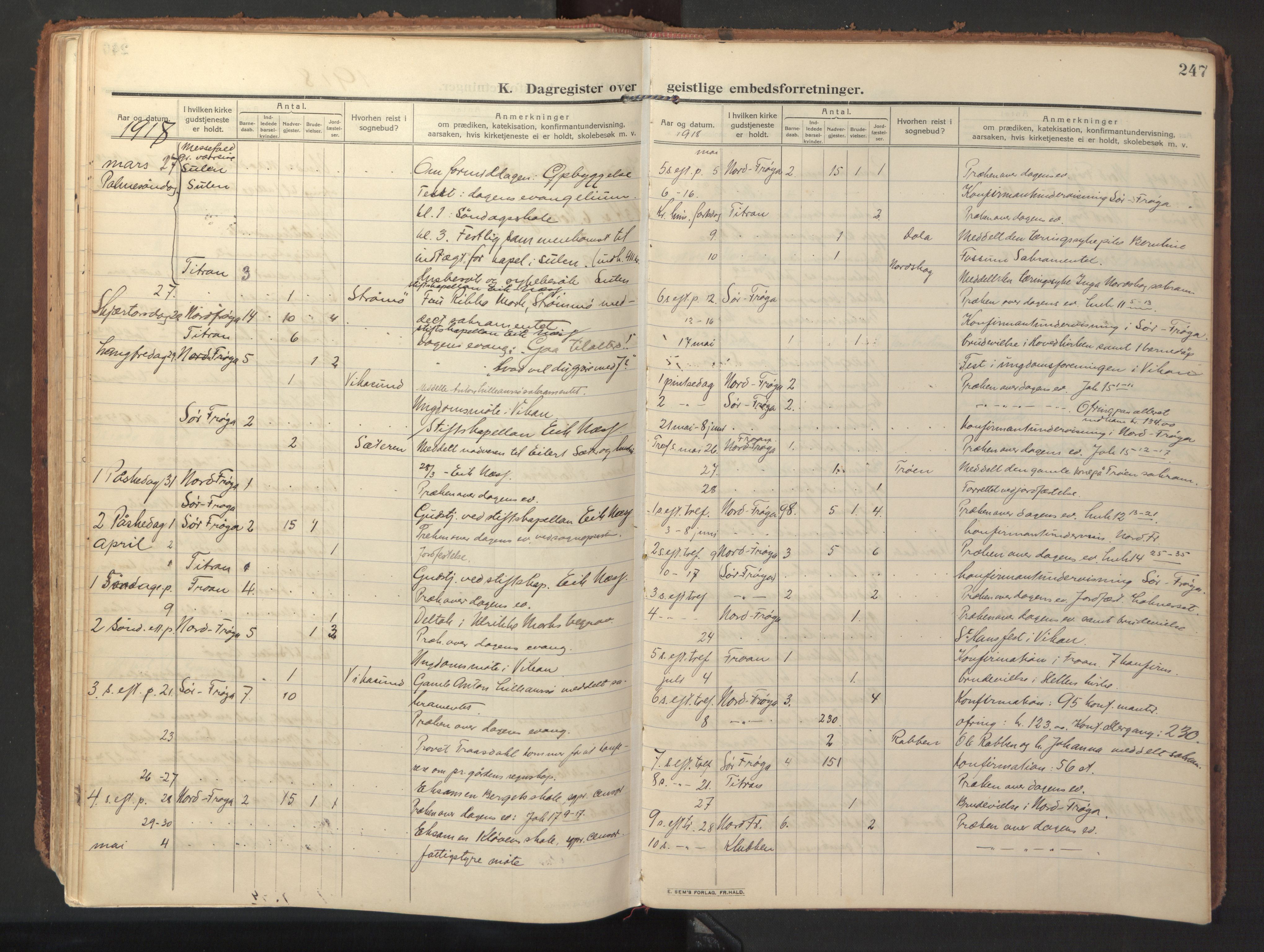 Ministerialprotokoller, klokkerbøker og fødselsregistre - Sør-Trøndelag, SAT/A-1456/640/L0581: Parish register (official) no. 640A06, 1910-1924, p. 247