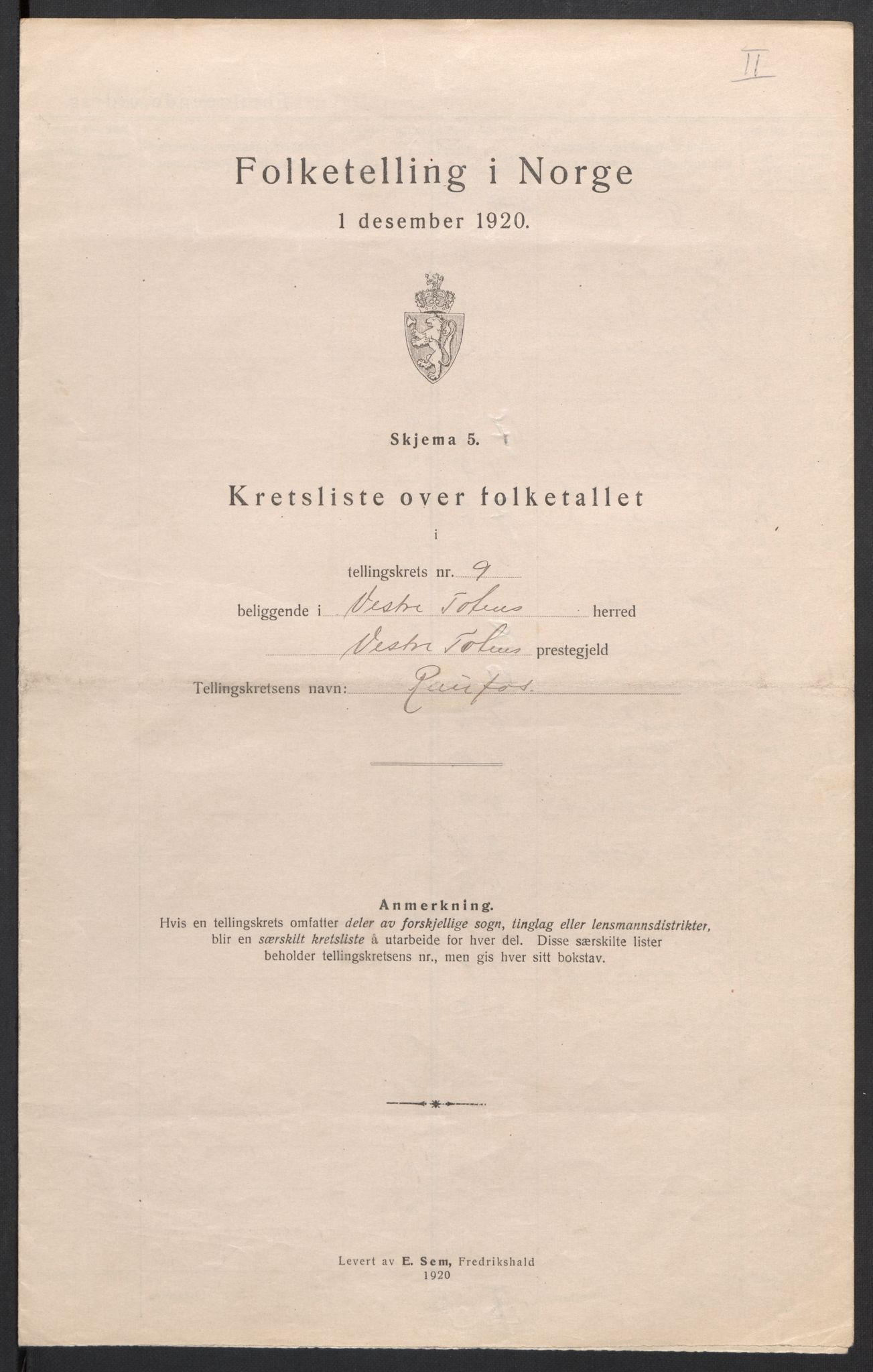 SAH, 1920 census for Vestre Toten, 1920, p. 41