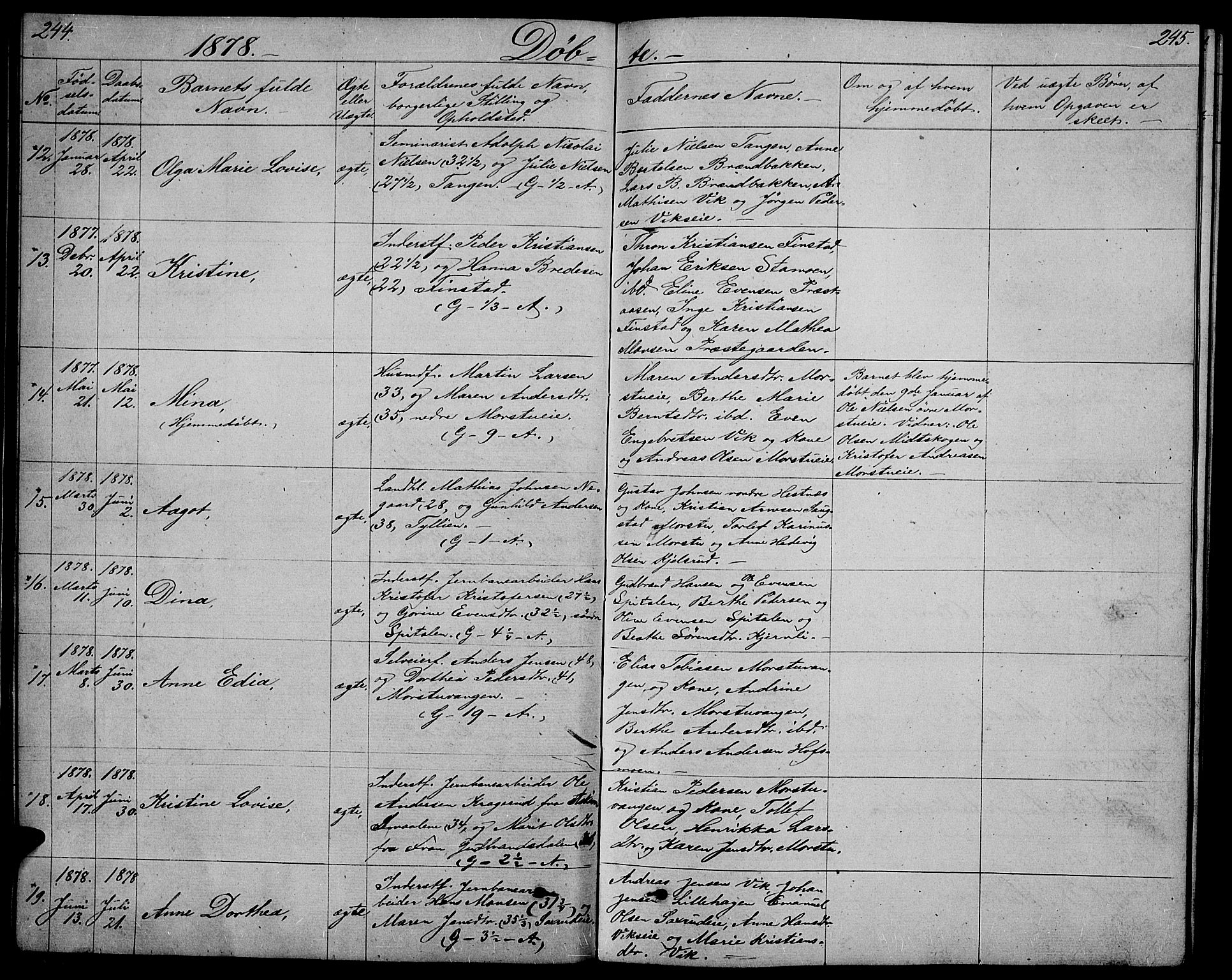 Stange prestekontor, AV/SAH-PREST-002/L/L0005: Parish register (copy) no. 5, 1861-1881, p. 244-245