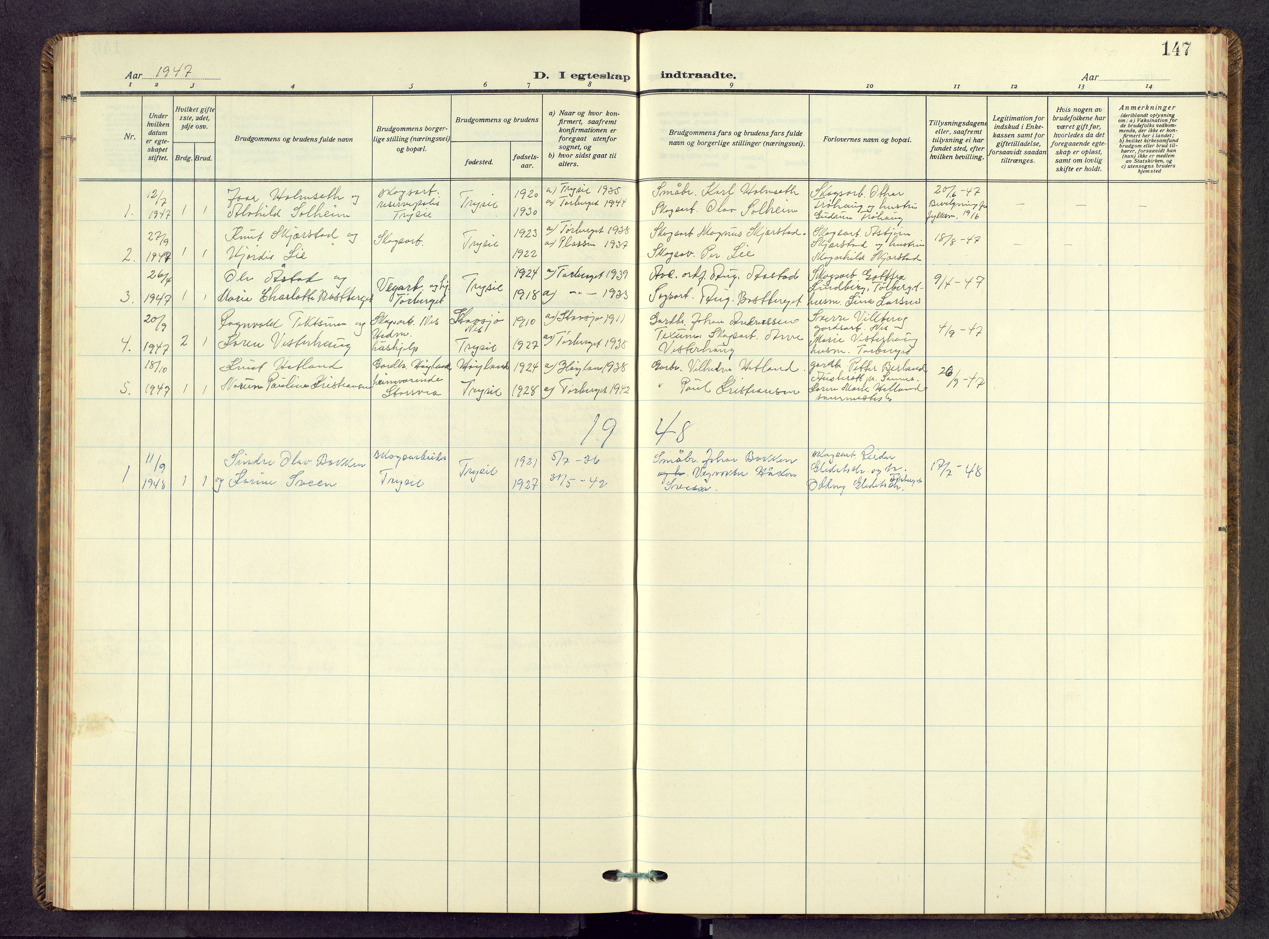 Trysil prestekontor, AV/SAH-PREST-046/H/Ha/Hab/L0013: Parish register (copy) no. 13, 1940-1959, p. 147