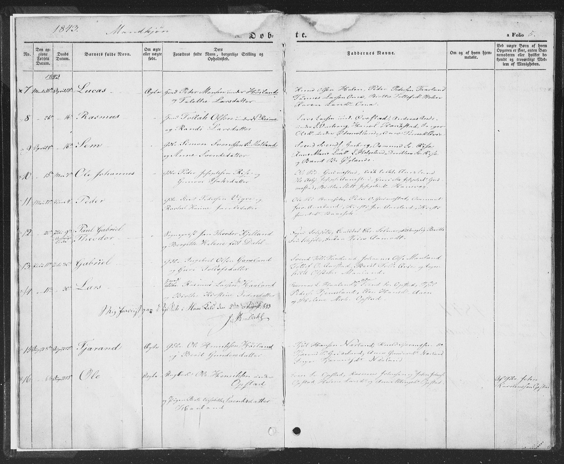 Hå sokneprestkontor, AV/SAST-A-101801/001/30BA/L0006: Parish register (official) no. A 5, 1842-1853, p. 5