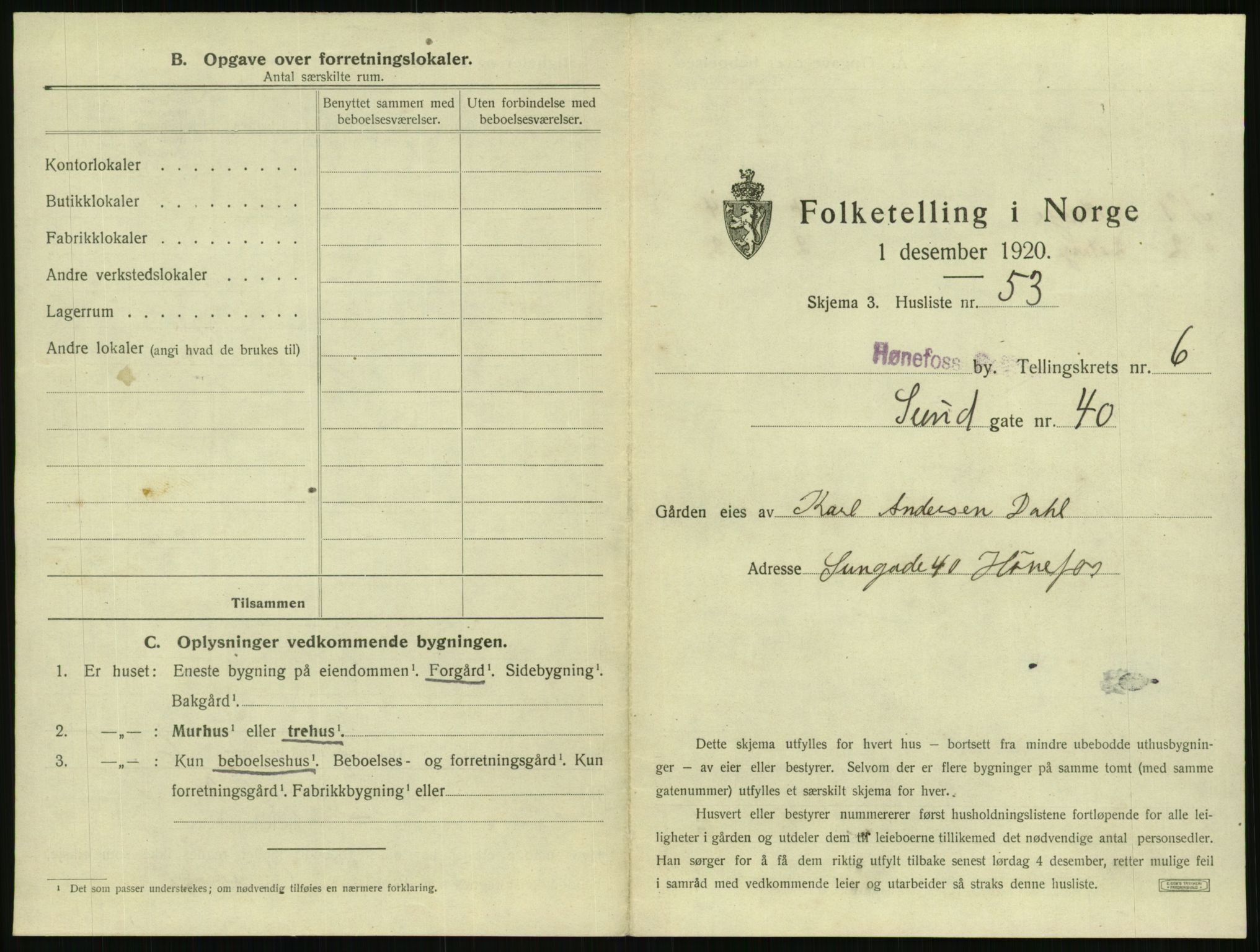 SAKO, 1920 census for Hønefoss, 1920, p. 674