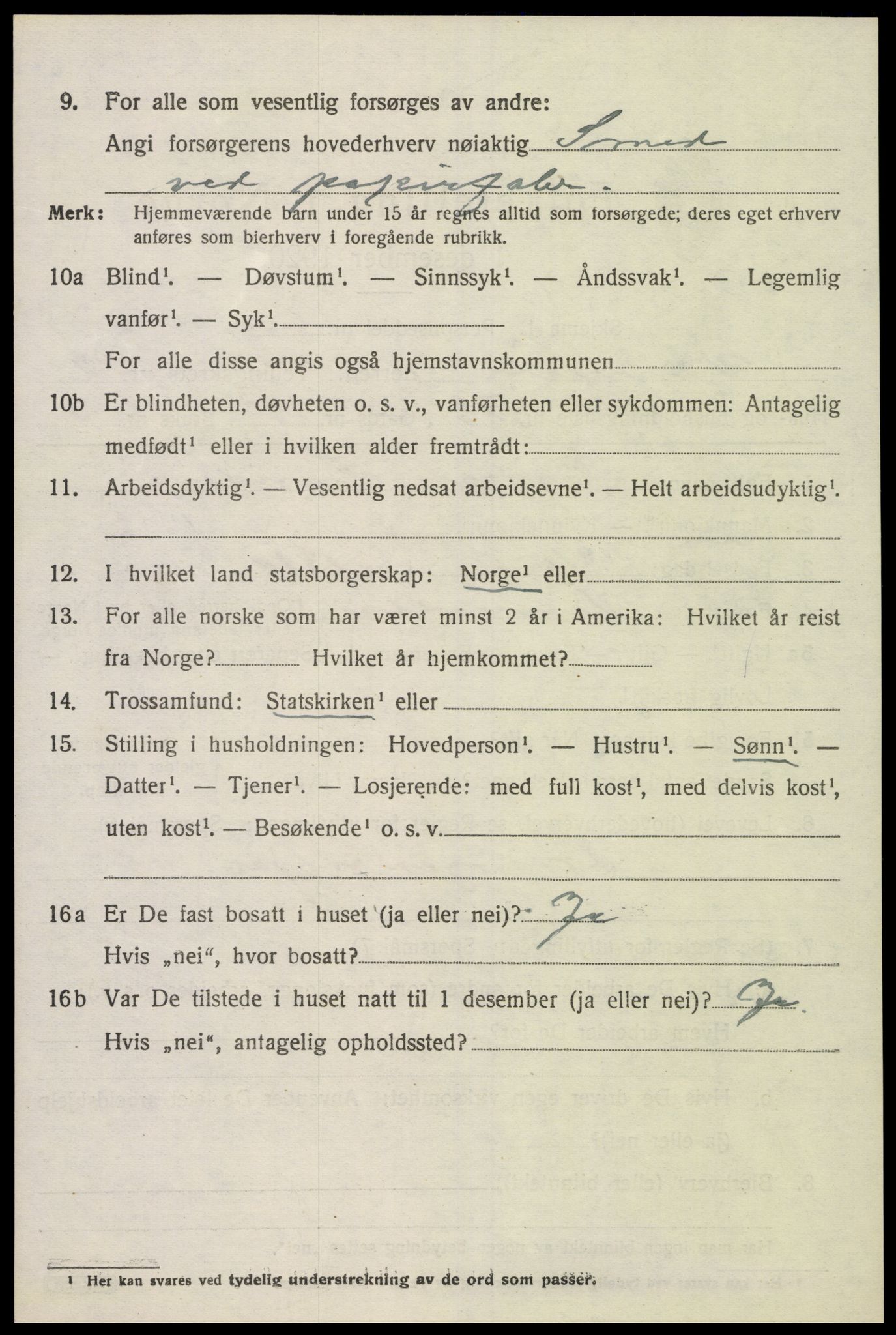 SAK, 1920 census for Vennesla, 1920, p. 1923