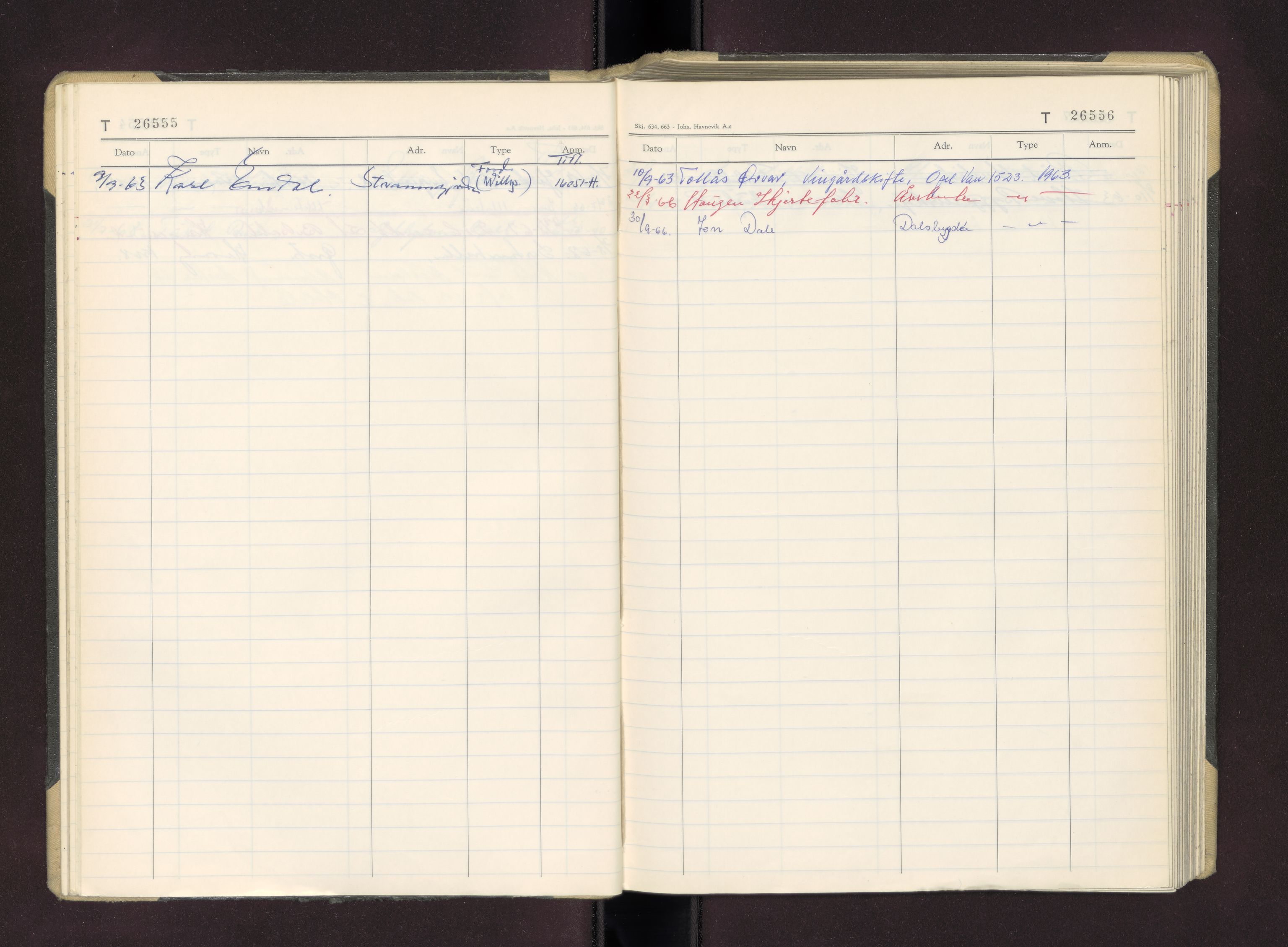Møre og Romsdal vegkontor - Ålesund trafikkstasjon, AV/SAT-A-4099/F/Fc/L0026: Bilregister; T 26500 - T 26999, 1960-1970