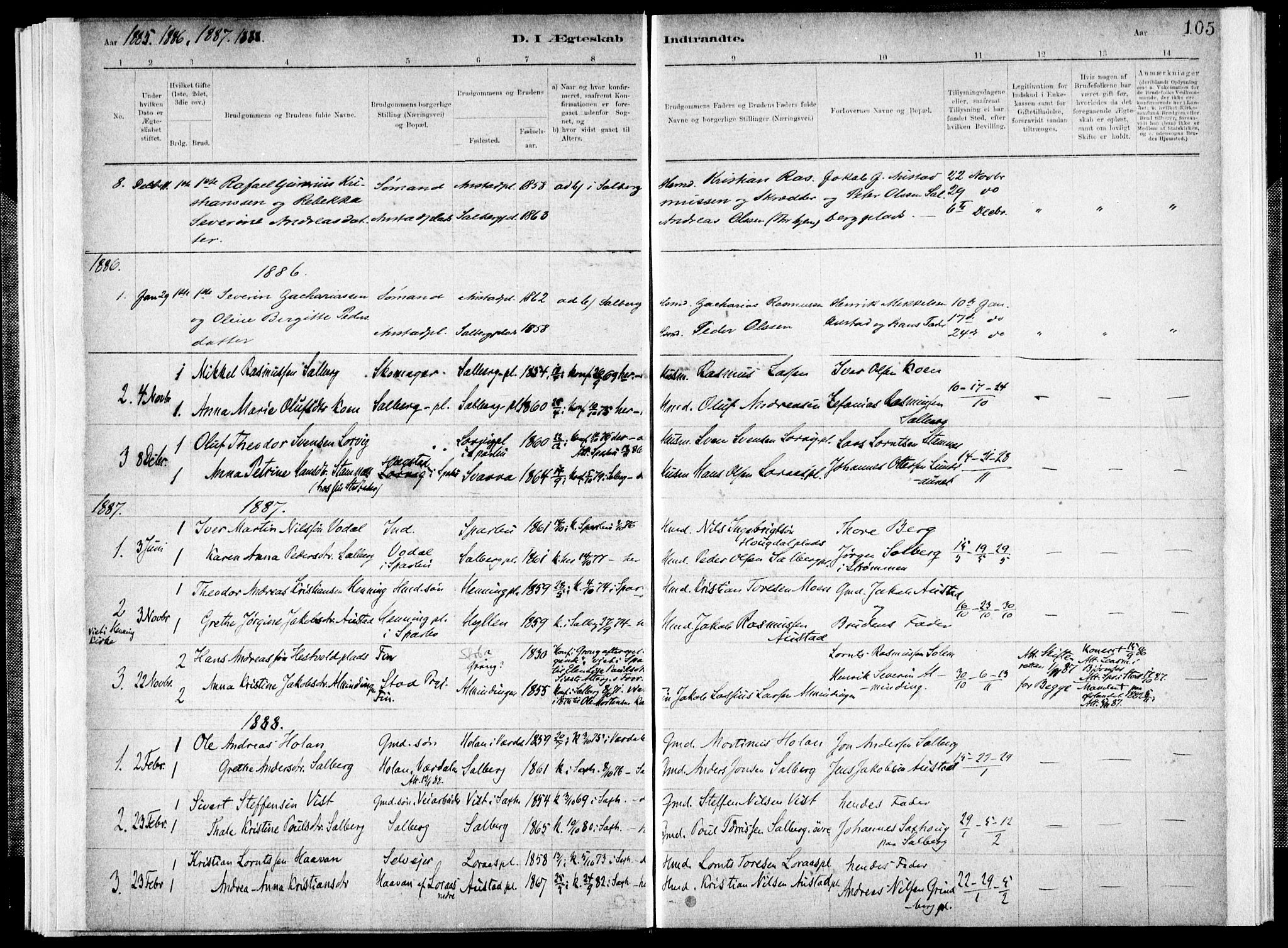Ministerialprotokoller, klokkerbøker og fødselsregistre - Nord-Trøndelag, AV/SAT-A-1458/731/L0309: Parish register (official) no. 731A01, 1879-1918, p. 105