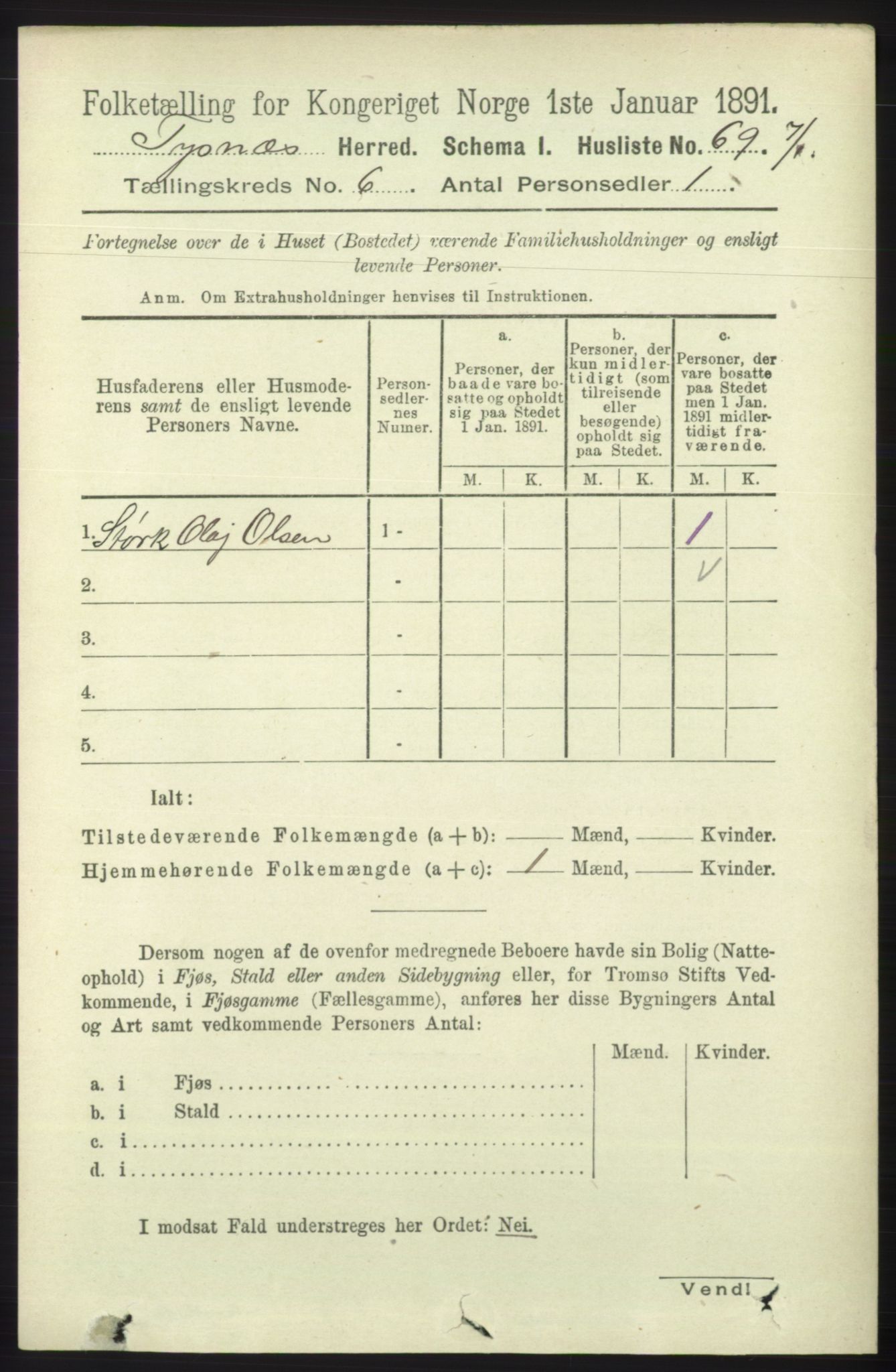 RA, 1891 census for 1223 Tysnes, 1891, p. 2368