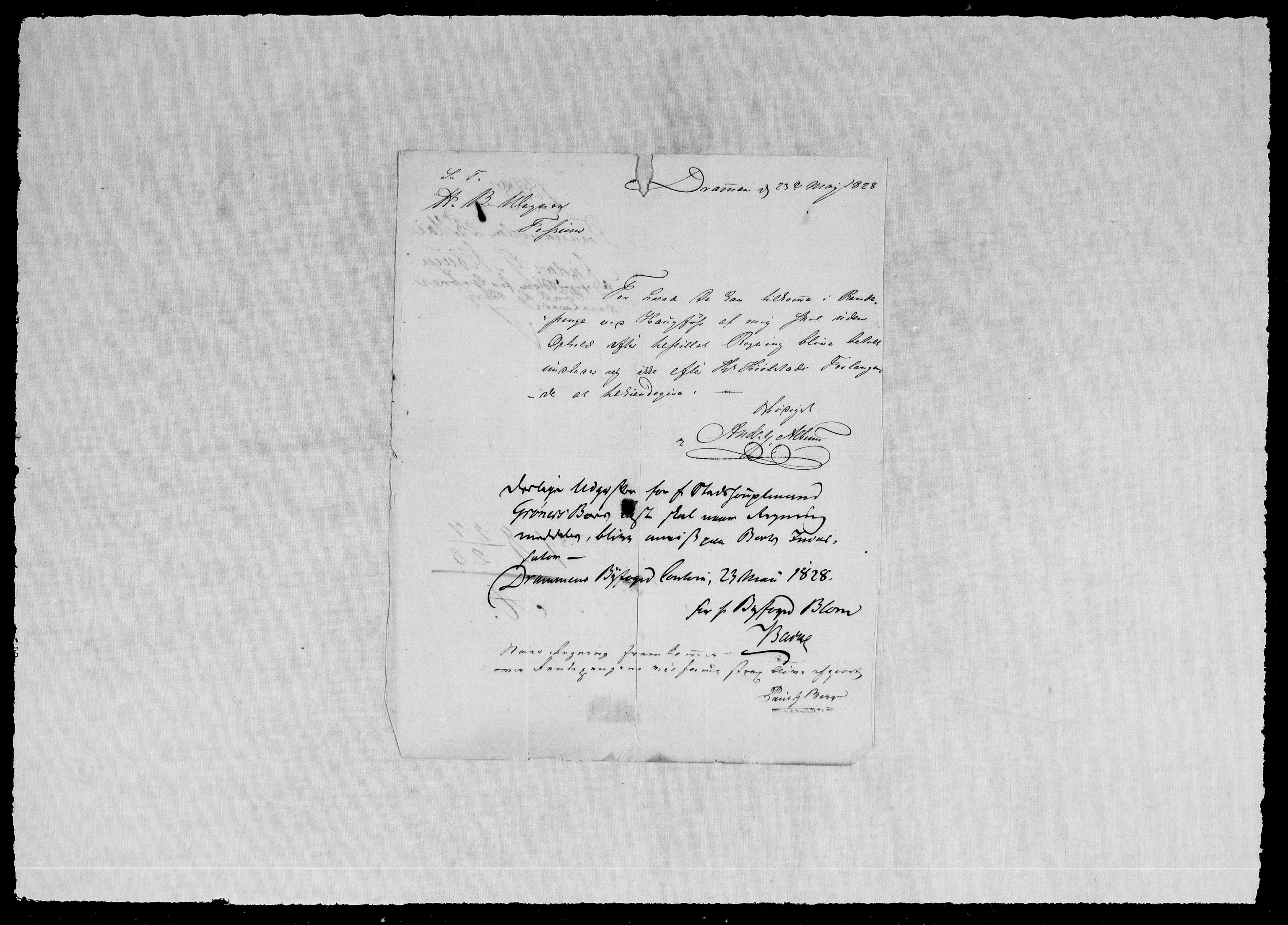 Modums Blaafarveværk, RA/PA-0157/G/Gb/L0099/0001: -- / Innkomne brev A - K, 1827-1828, p. 3