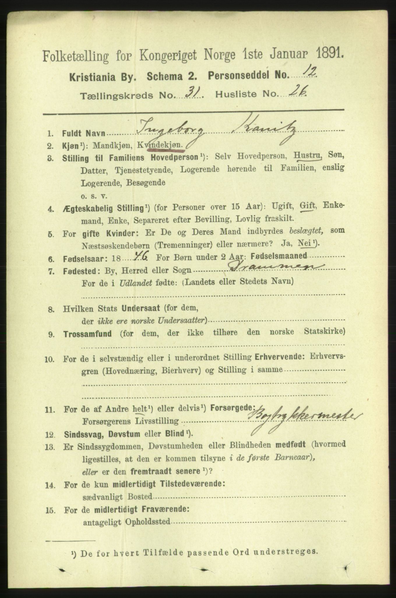 RA, 1891 census for 0301 Kristiania, 1891, p. 16753