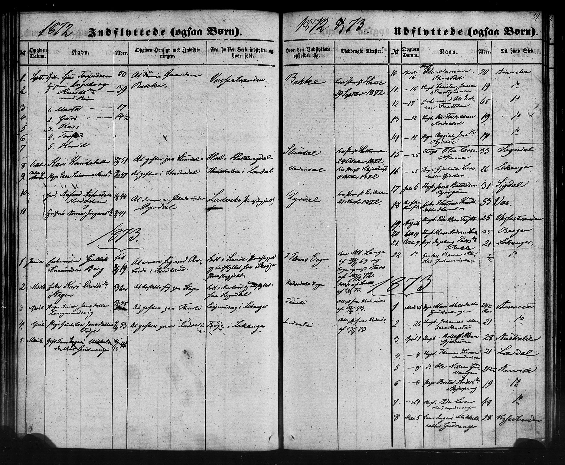 Aurland sokneprestembete, SAB/A-99937/H/Ha/Haa/L0012: Parish register (official) no. A 12, 1858-1879, p. 39