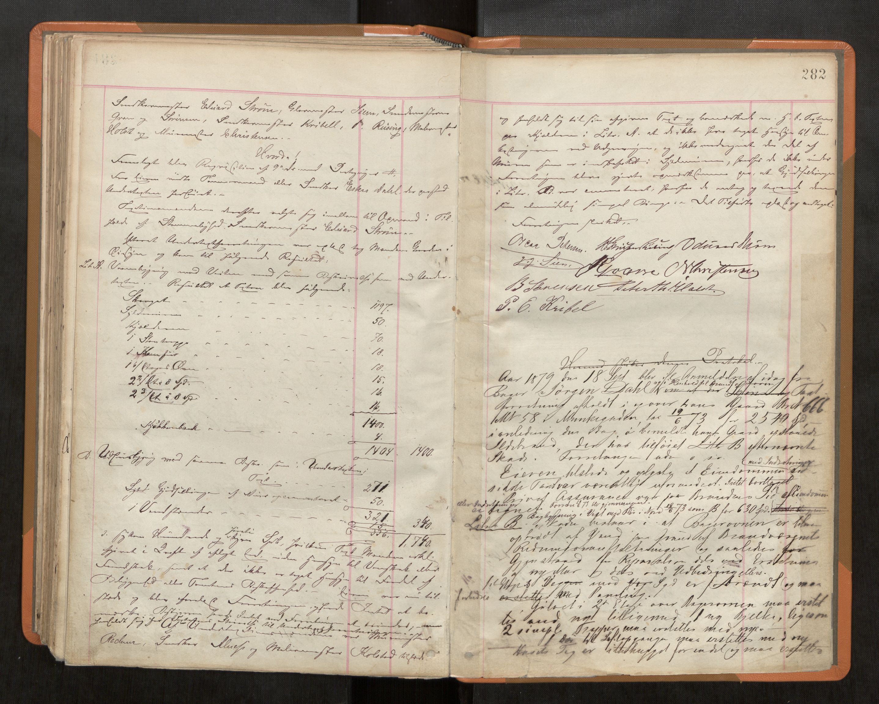 Norges Brannkasse Trondheim magistrat, AV/SAT-A-5590/Fa/L0045: Branntakstprotokoll K, 1873-1879, p. 282