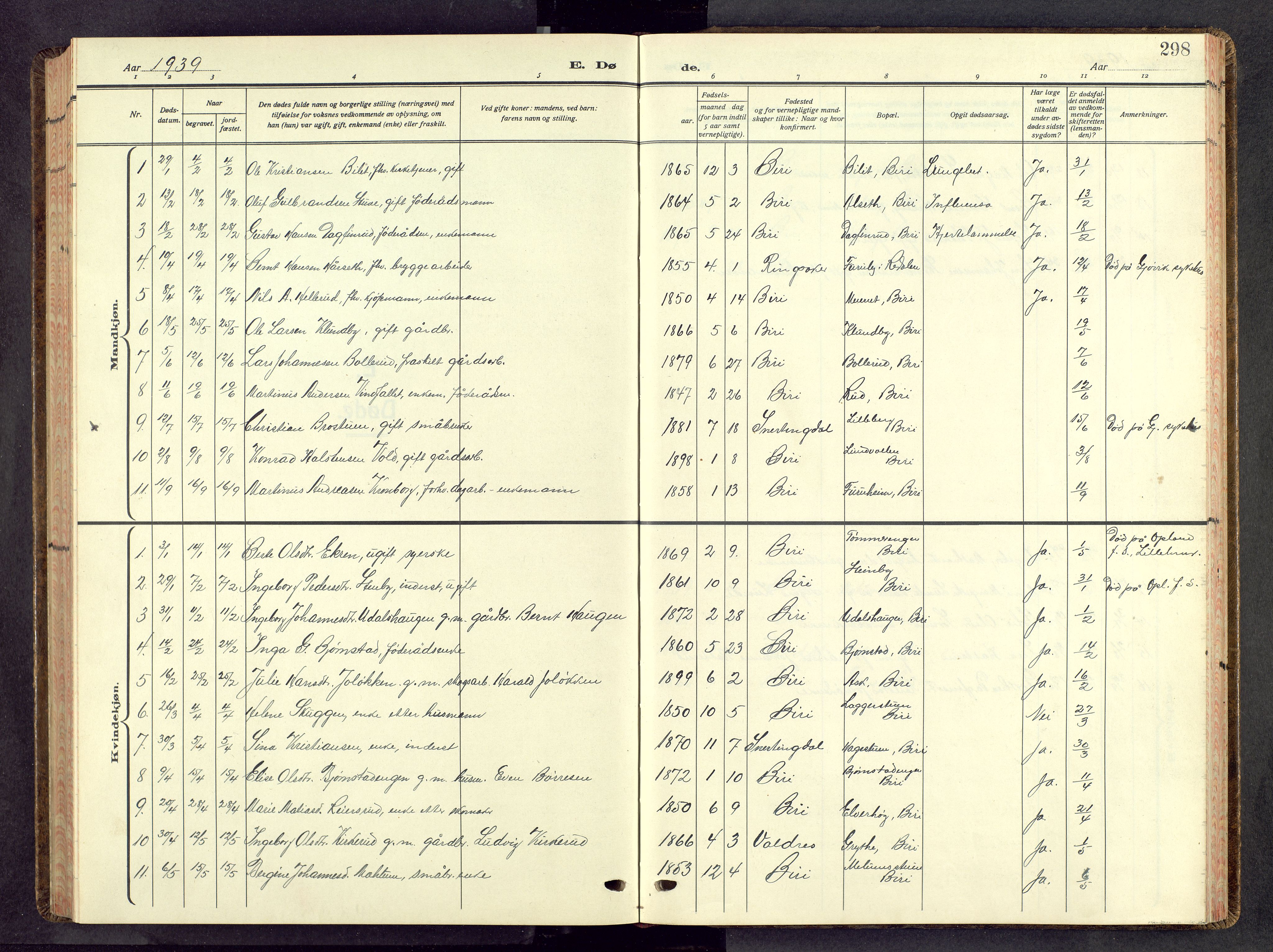 Biri prestekontor, AV/SAH-PREST-096/H/Ha/Hab/L0008: Parish register (copy) no. 8, 1939-1962, p. 298