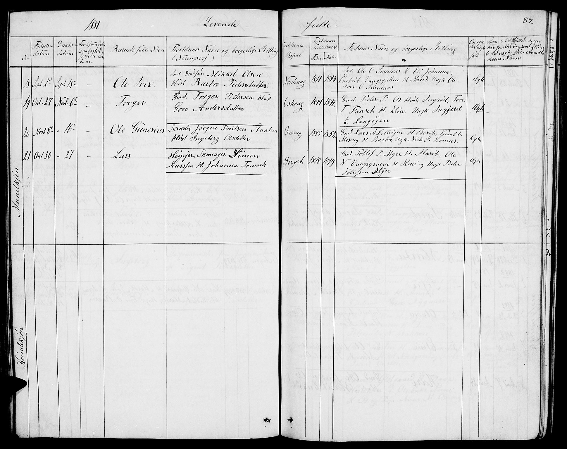 Tolga prestekontor, AV/SAH-PREST-062/L/L0004: Parish register (copy) no. 4, 1845-1887, p. 87