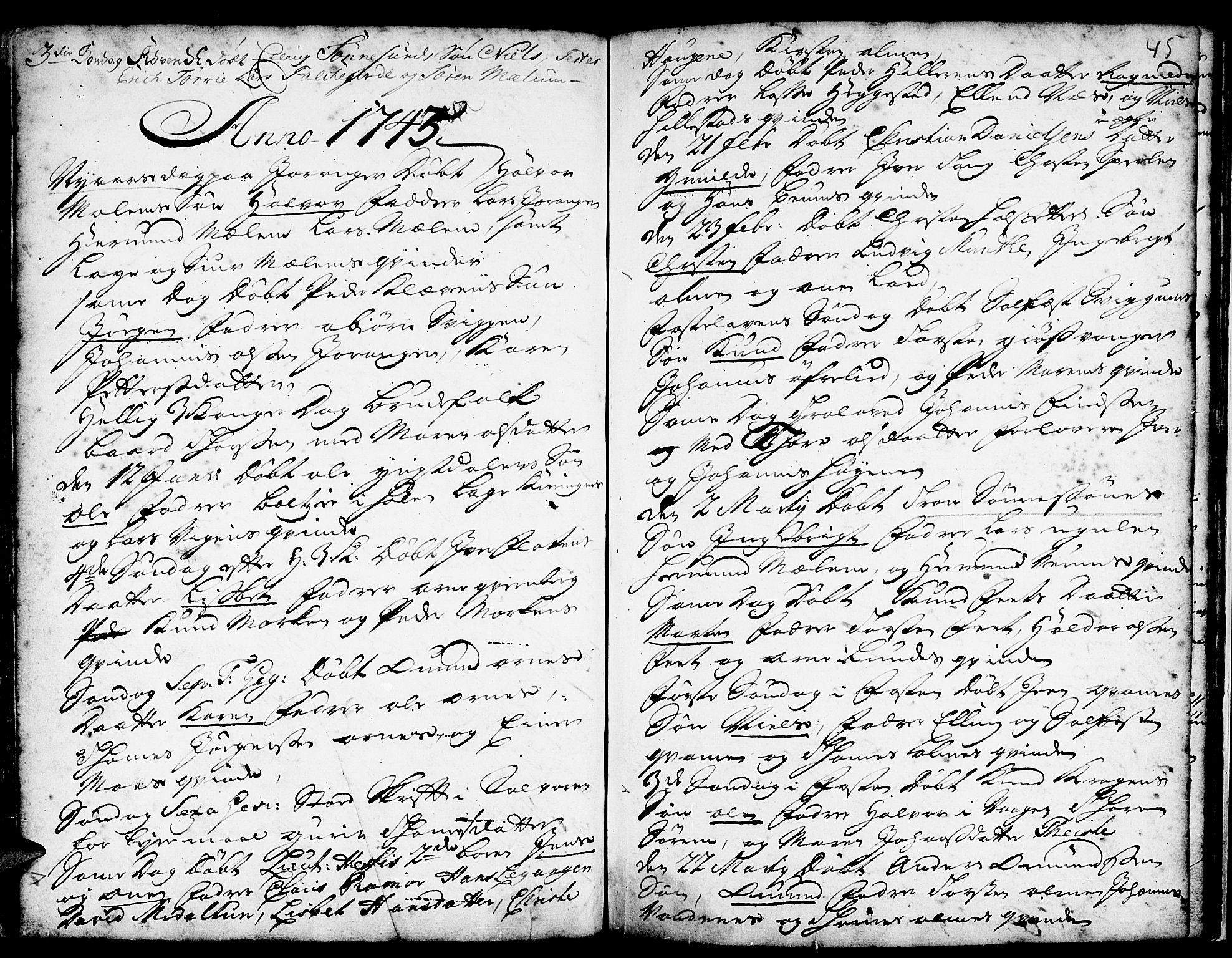 Hafslo sokneprestembete, SAB/A-80301/H/Haa/Haaa/L0001: Parish register (official) no. A 1, 1717-1755, p. 45