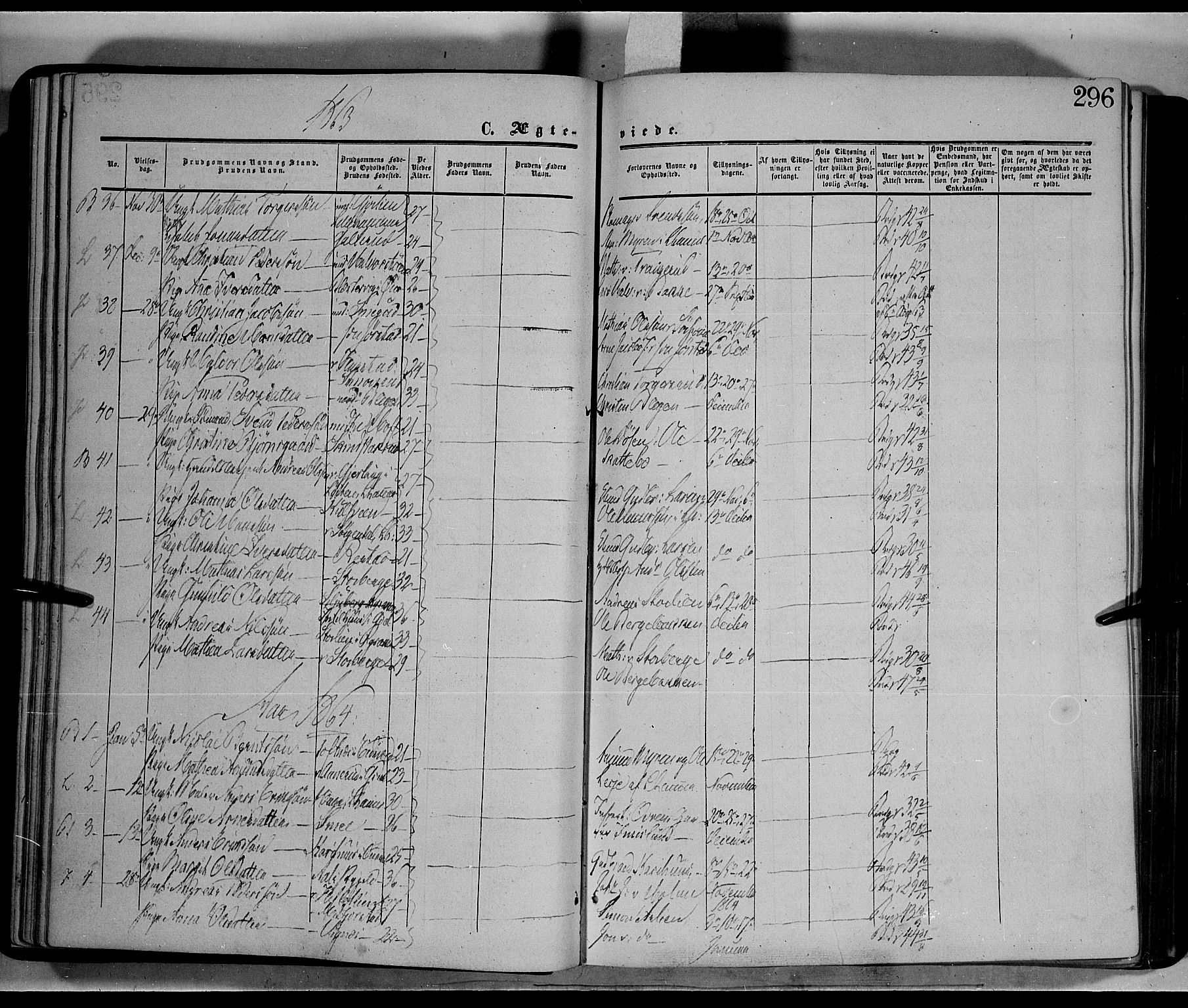 Fåberg prestekontor, AV/SAH-PREST-086/H/Ha/Haa/L0006: Parish register (official) no. 6B, 1855-1867, p. 296