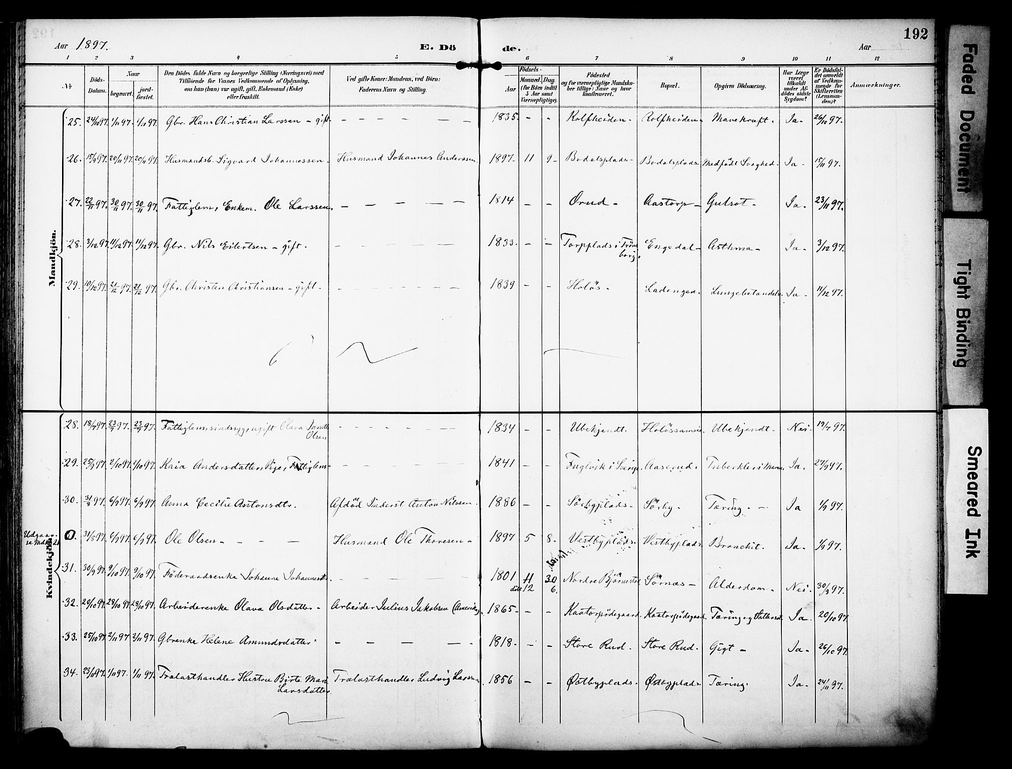 Rakkestad prestekontor Kirkebøker, AV/SAO-A-2008/F/Fa/L0013: Parish register (official) no. I 13, 1894-1908, p. 192