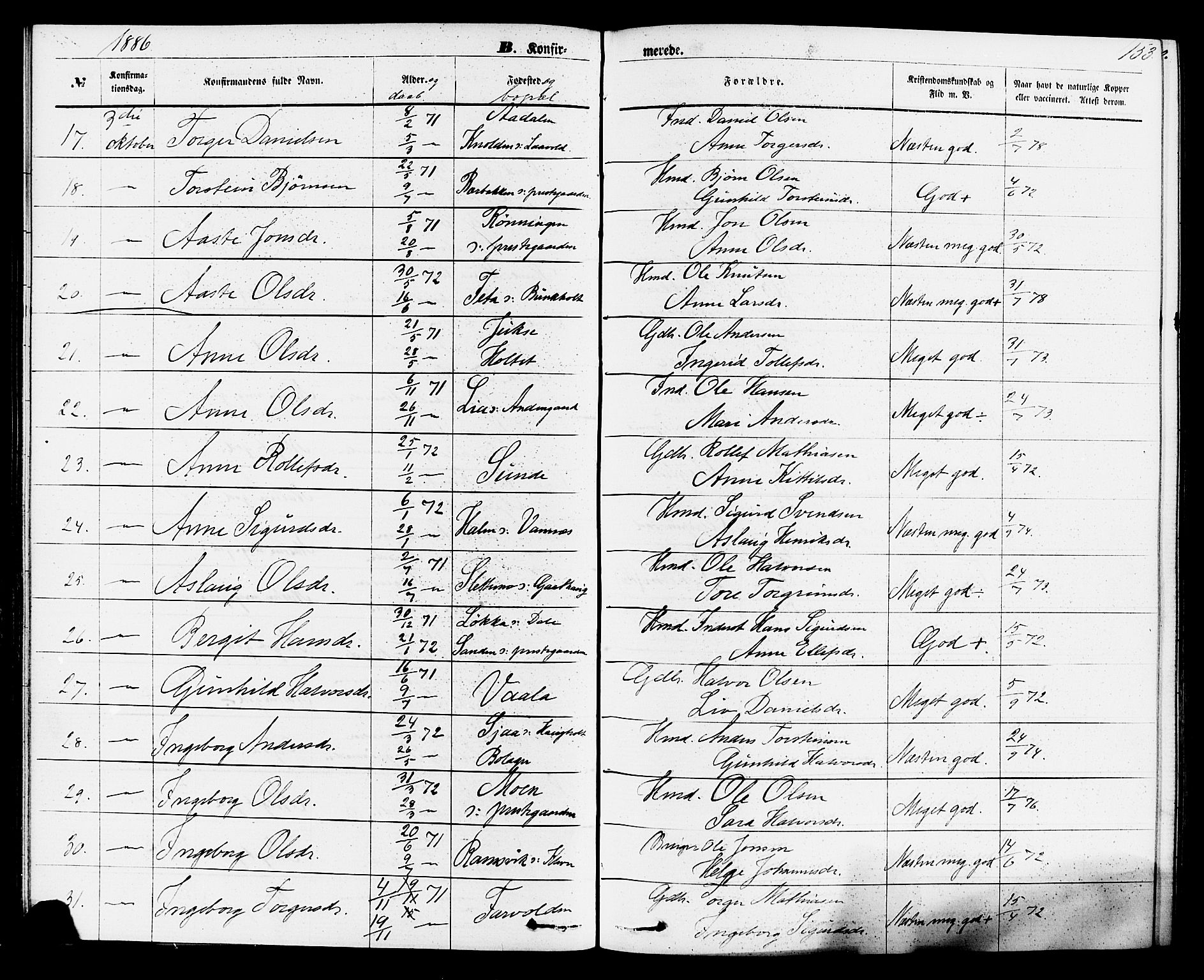 Sauherad kirkebøker, SAKO/A-298/F/Fa/L0008: Parish register (official) no. I 8, 1873-1886, p. 153