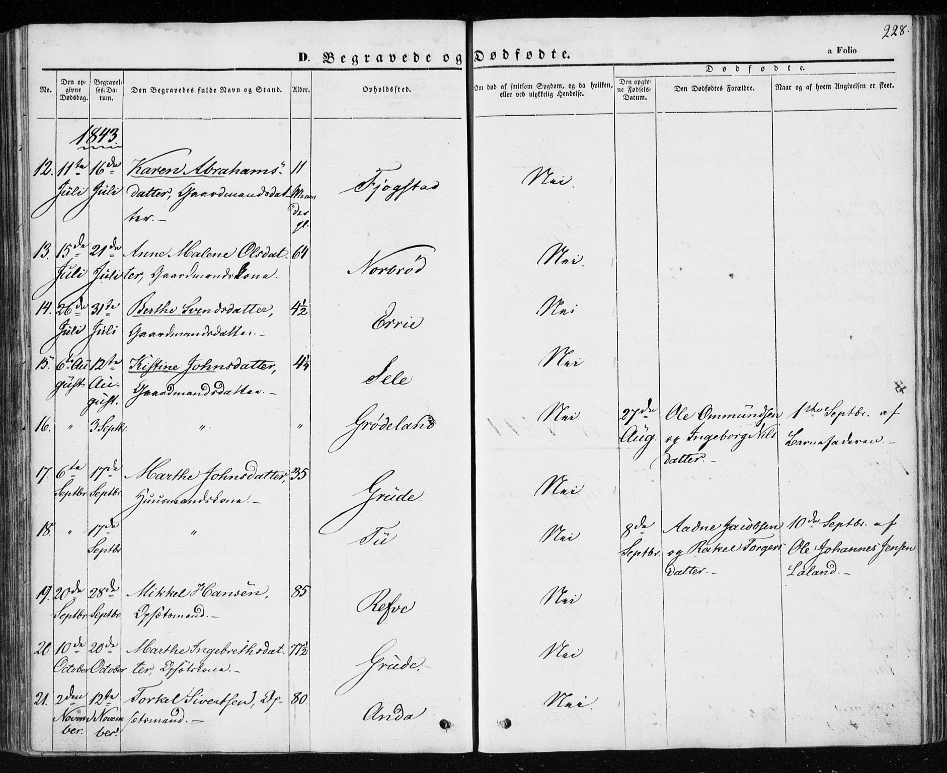 Klepp sokneprestkontor, AV/SAST-A-101803/001/3/30BA/L0004: Parish register (official) no. A 4, 1842-1852, p. 228