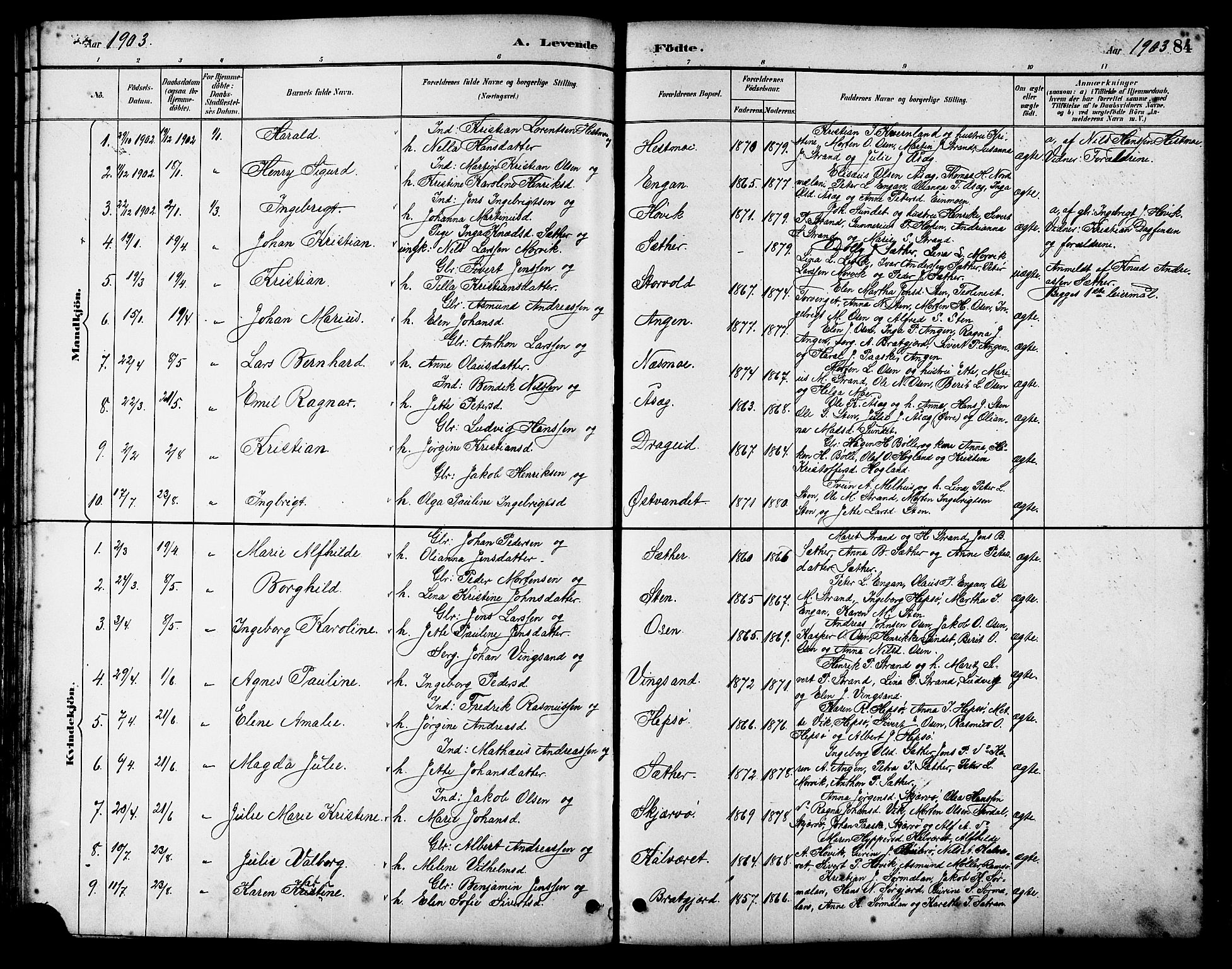Ministerialprotokoller, klokkerbøker og fødselsregistre - Sør-Trøndelag, AV/SAT-A-1456/658/L0726: Parish register (copy) no. 658C02, 1883-1908, p. 84
