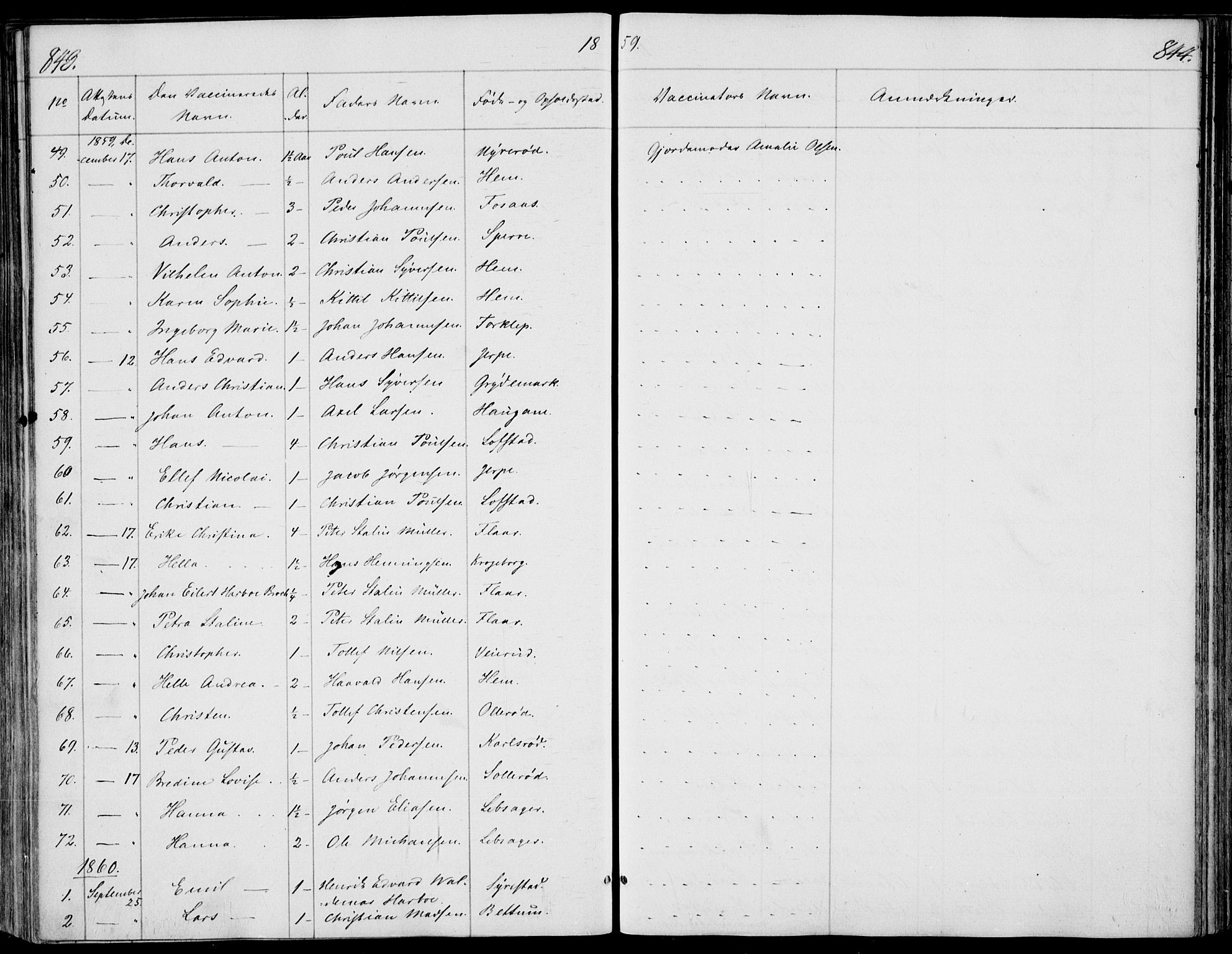 Våle kirkebøker, AV/SAKO-A-334/F/Fa/L0009b: Parish register (official) no. I 9B, 1841-1860, p. 843-844