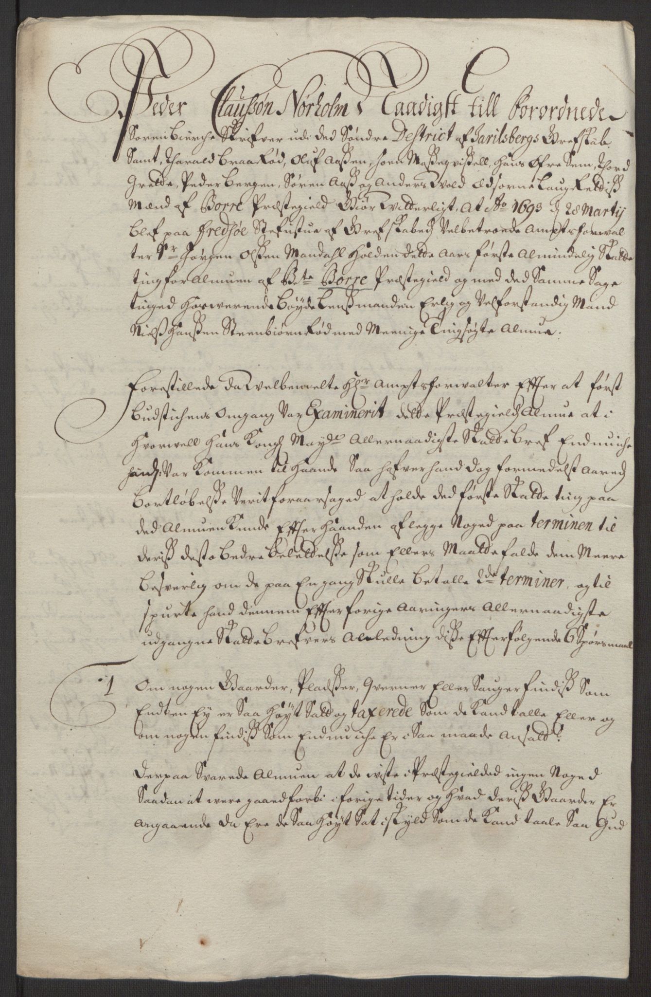 Rentekammeret inntil 1814, Reviderte regnskaper, Fogderegnskap, AV/RA-EA-4092/R32/L1866: Fogderegnskap Jarlsberg grevskap, 1693, p. 409