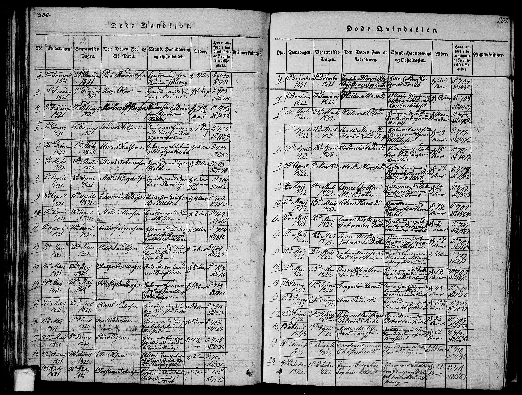 Råde prestekontor kirkebøker, AV/SAO-A-2009/F/Fa/L0004: Parish register (official) no. 4, 1814-1830, p. 206-207