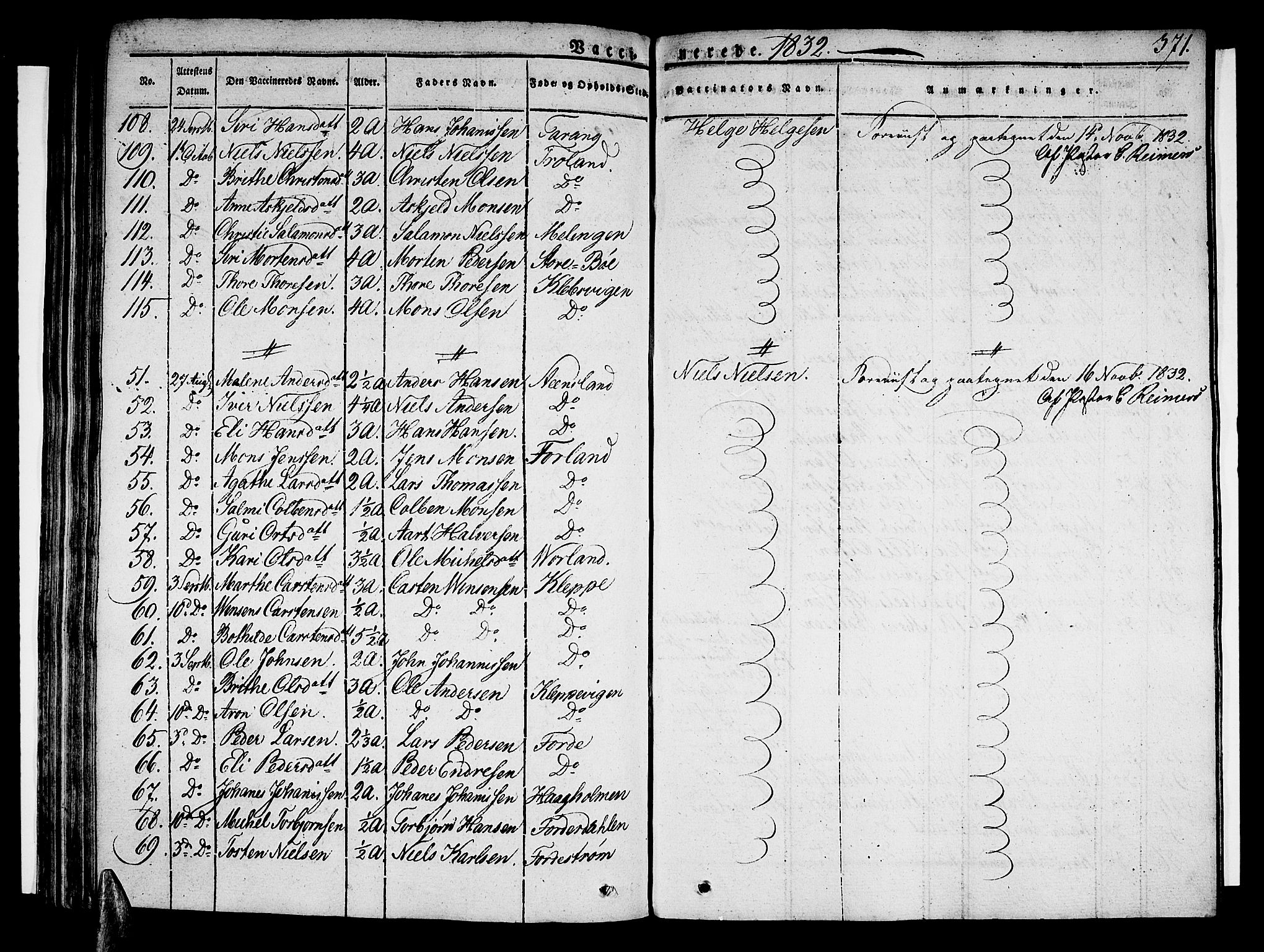 Sund sokneprestembete, AV/SAB-A-99930: Parish register (official) no. A 12, 1825-1835, p. 371