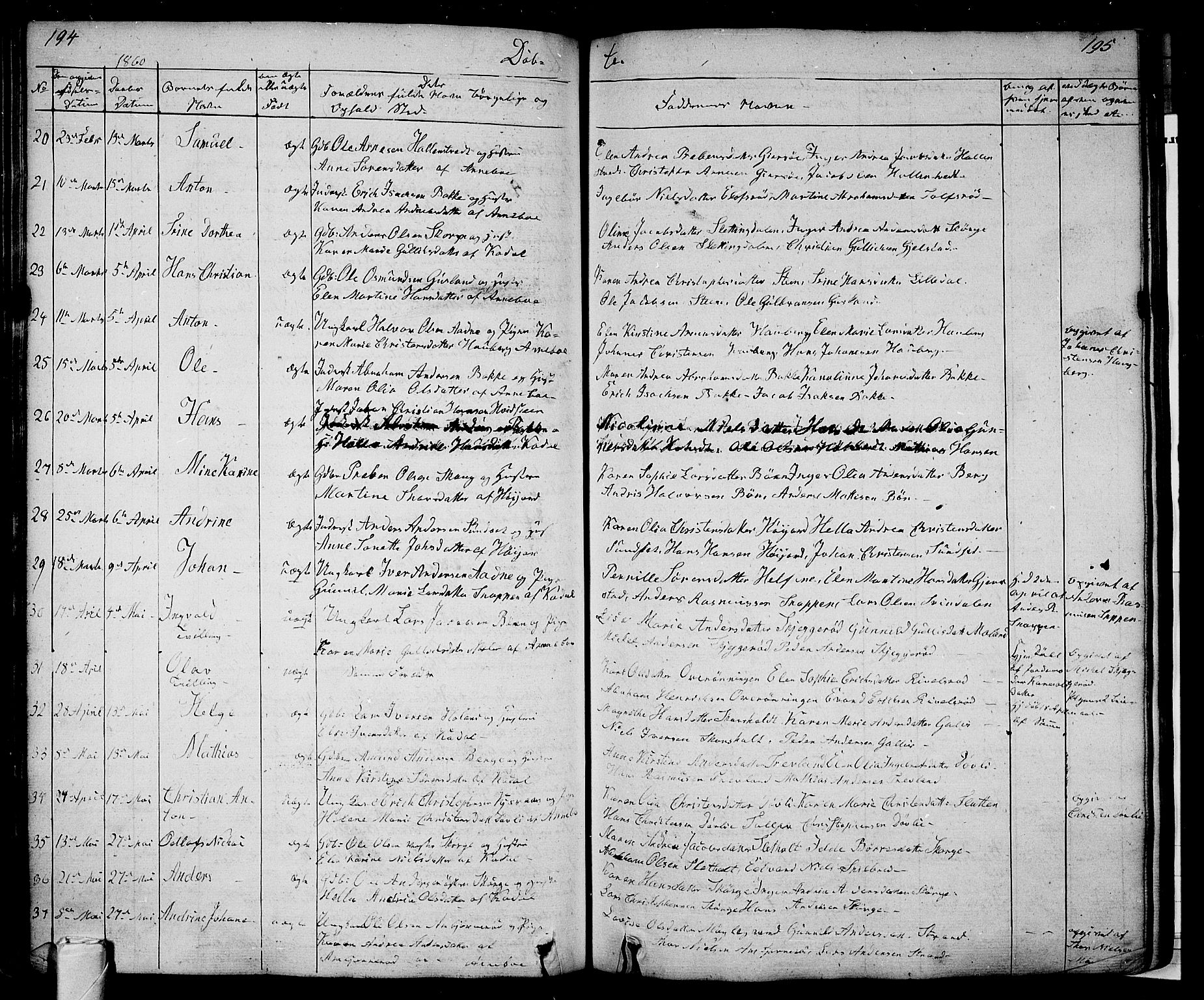 Andebu kirkebøker, SAKO/A-336/G/Ga/L0003: Parish register (copy) no. I 3, 1832-1867, p. 194-195