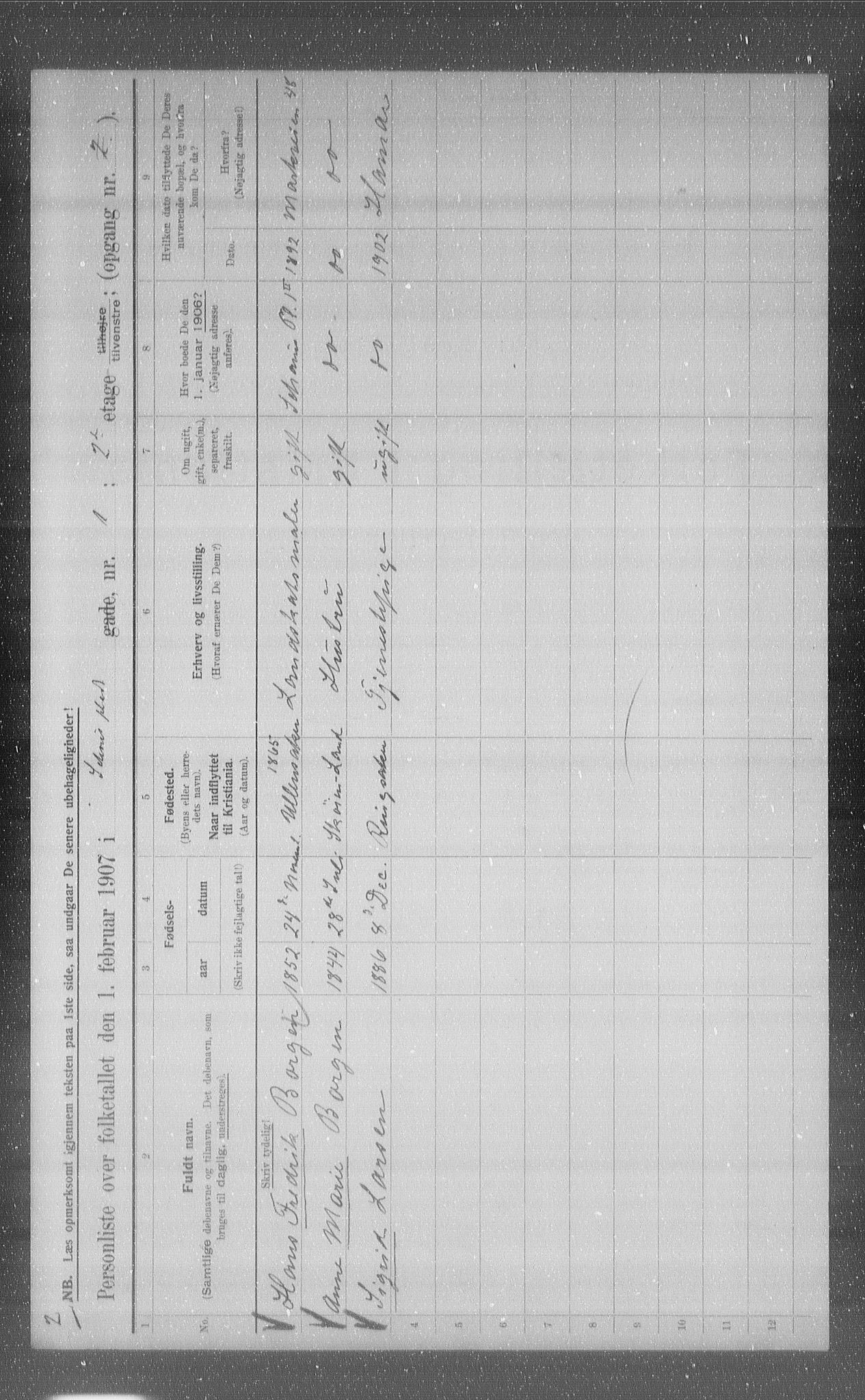 OBA, Municipal Census 1907 for Kristiania, 1907, p. 46153